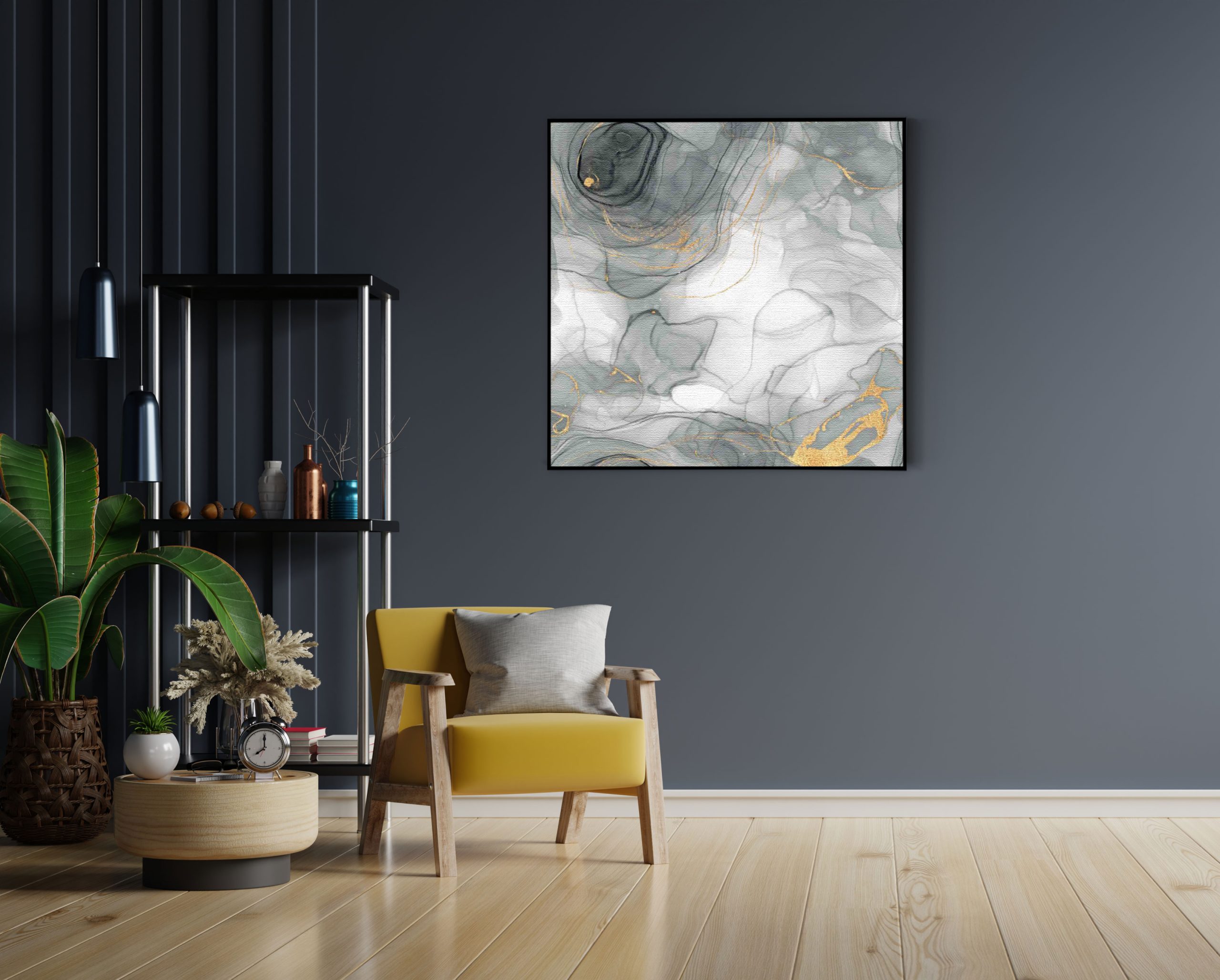 Akoestisch Schilderij Abstract Marmer Look Grijs met Goud 01 Vierkant Template Vierkant Rond marmer 7 1 4 scaled 1
