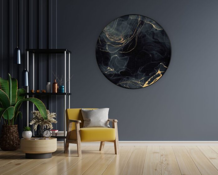 Akoestisch Schilderij Abstract Marmer Look Zwart met Goud 01 Rond - Muurcirkel Template Vierkant Rond marmer 8 1 1 scaled 1