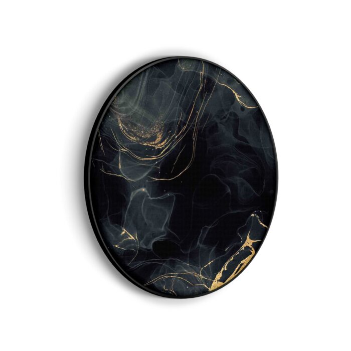 Akoestisch Schilderij Abstract Marmer Look Zwart met Goud 01 Rond - Muurcirkel Template Vierkant Rond marmer 8 scaled 1