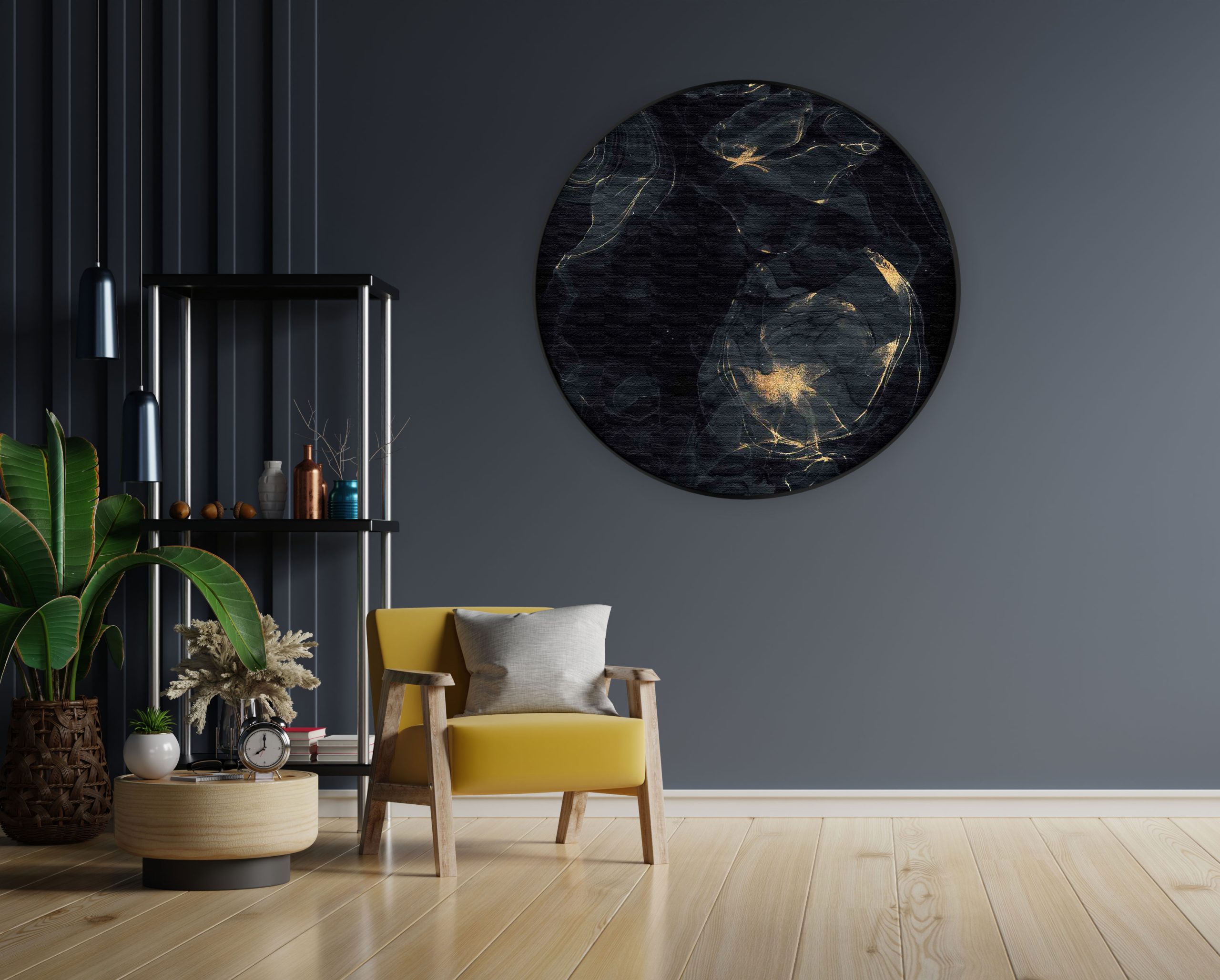 Akoestisch Schilderij Abstract Marmer Look Zwart met Goud 02 Rond - Muurcirkel Template Vierkant Rond marmer 9 1 1 scaled 1