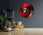 Akoestisch Schilderij Jonge Arabische Vrouw Met Rode Hoofddoek Rond - Muurcirkel Template Vierkant Rond mensen 1 1 4 scaled 1