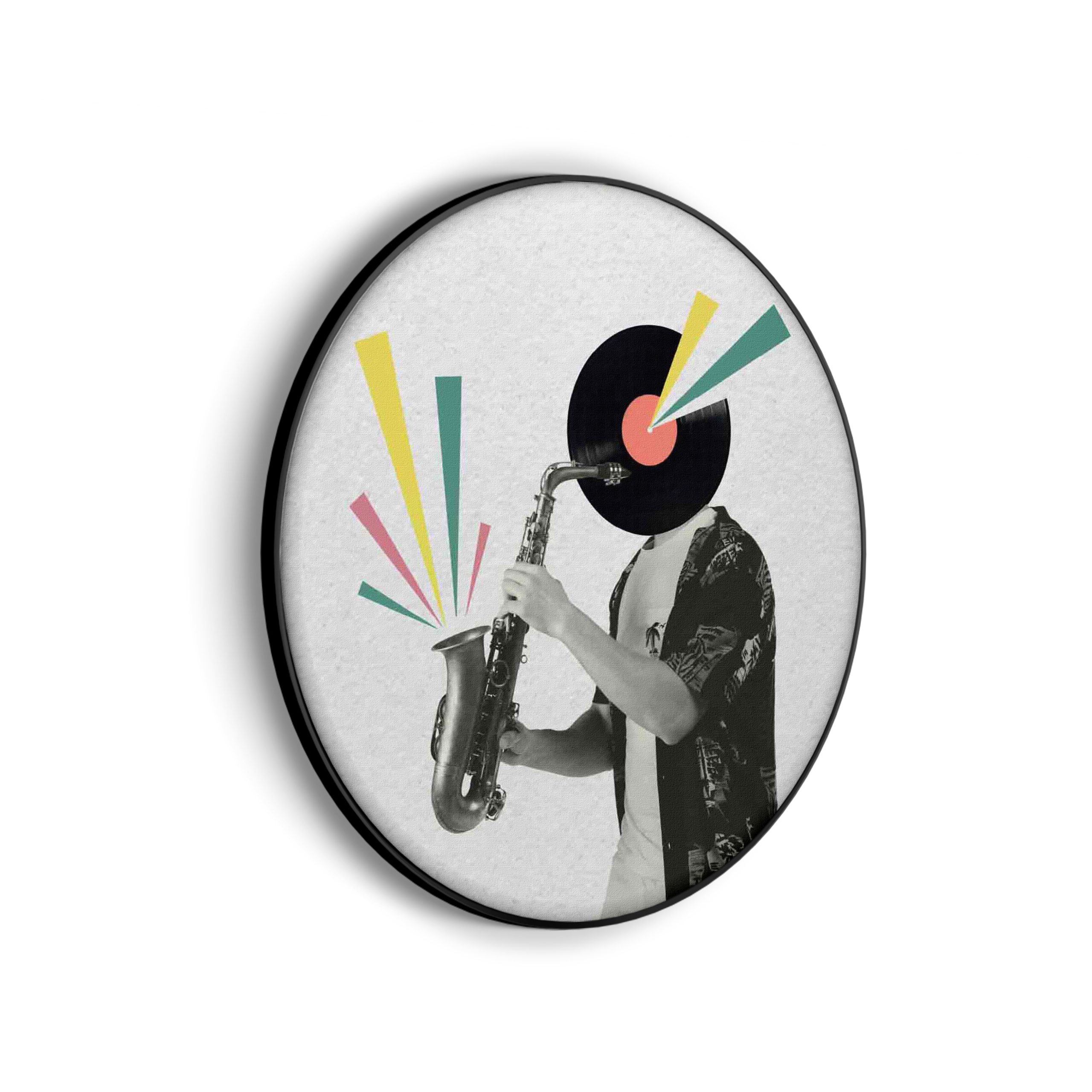 Akoestisch Schilderij De saxofoon Rond - Muurcirkel Template Vierkant Rond muziek 11 scaled 1