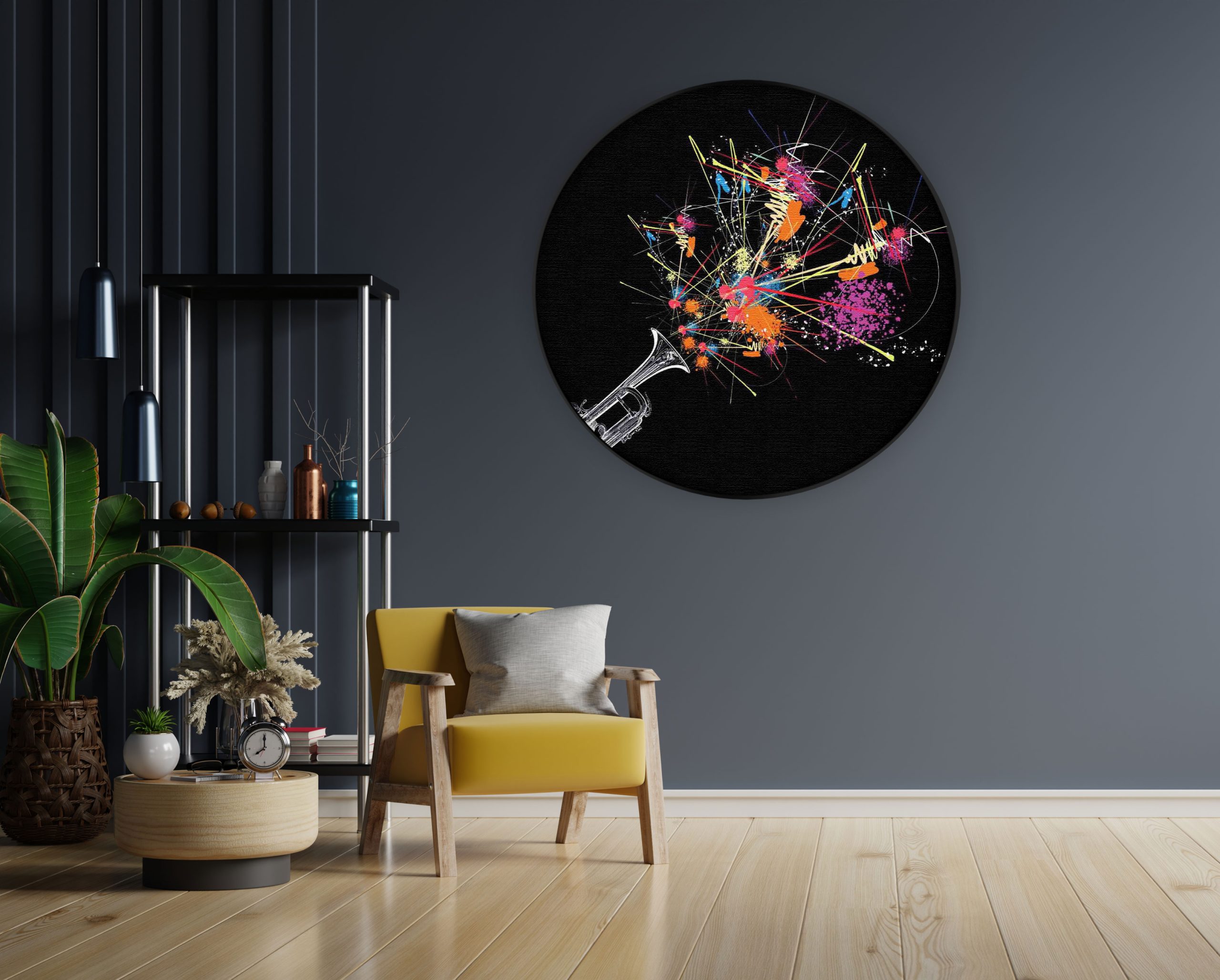 Akoestisch Schilderij Trompetter Rond - Muurcirkel Template Vierkant Rond muziek 12 1 scaled 1