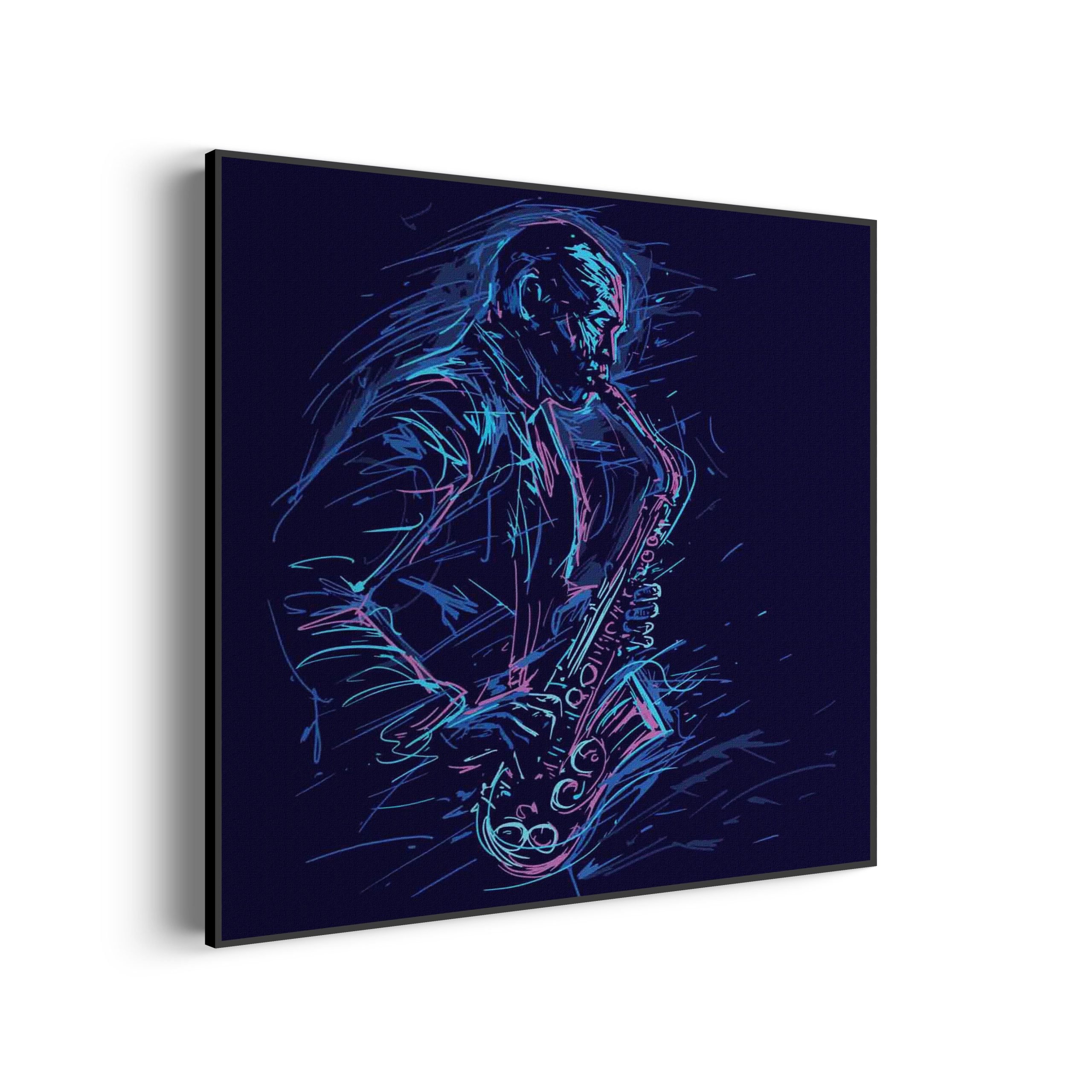 Akoestisch Schilderij Kleurrijke Saxofonist 02 Vierkant Template Vierkant Rond muziek 15 5 scaled 1