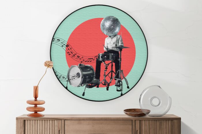 Akoestisch Schilderij Drummen Als Een Baas Rond - Muurcirkel Template Vierkant Rond muziek 9 2 scaled 1