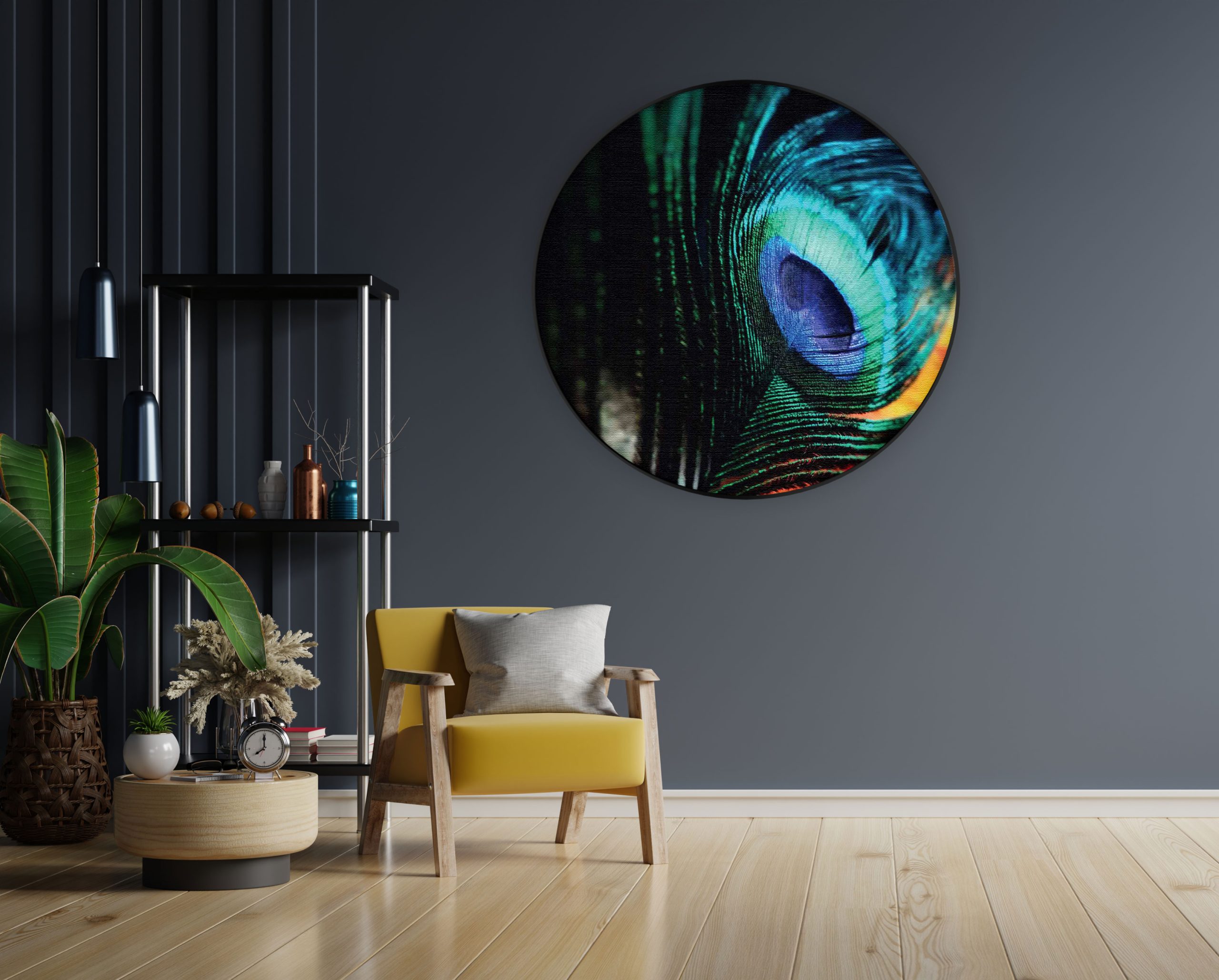 Akoestisch Schilderij Een veer van de Pauw Rond - Muurcirkel Template Vierkant Rond natuur 11 1 1 scaled 1