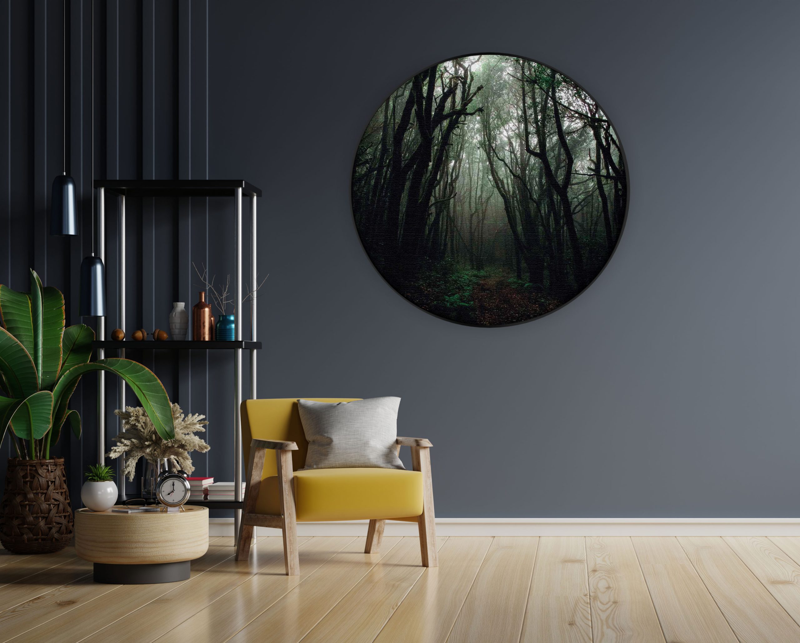 Akoestisch Schilderij Het Donkere Bos 2 Rond - Muurcirkel Template Vierkant Rond natuur 17 1 1 scaled 1