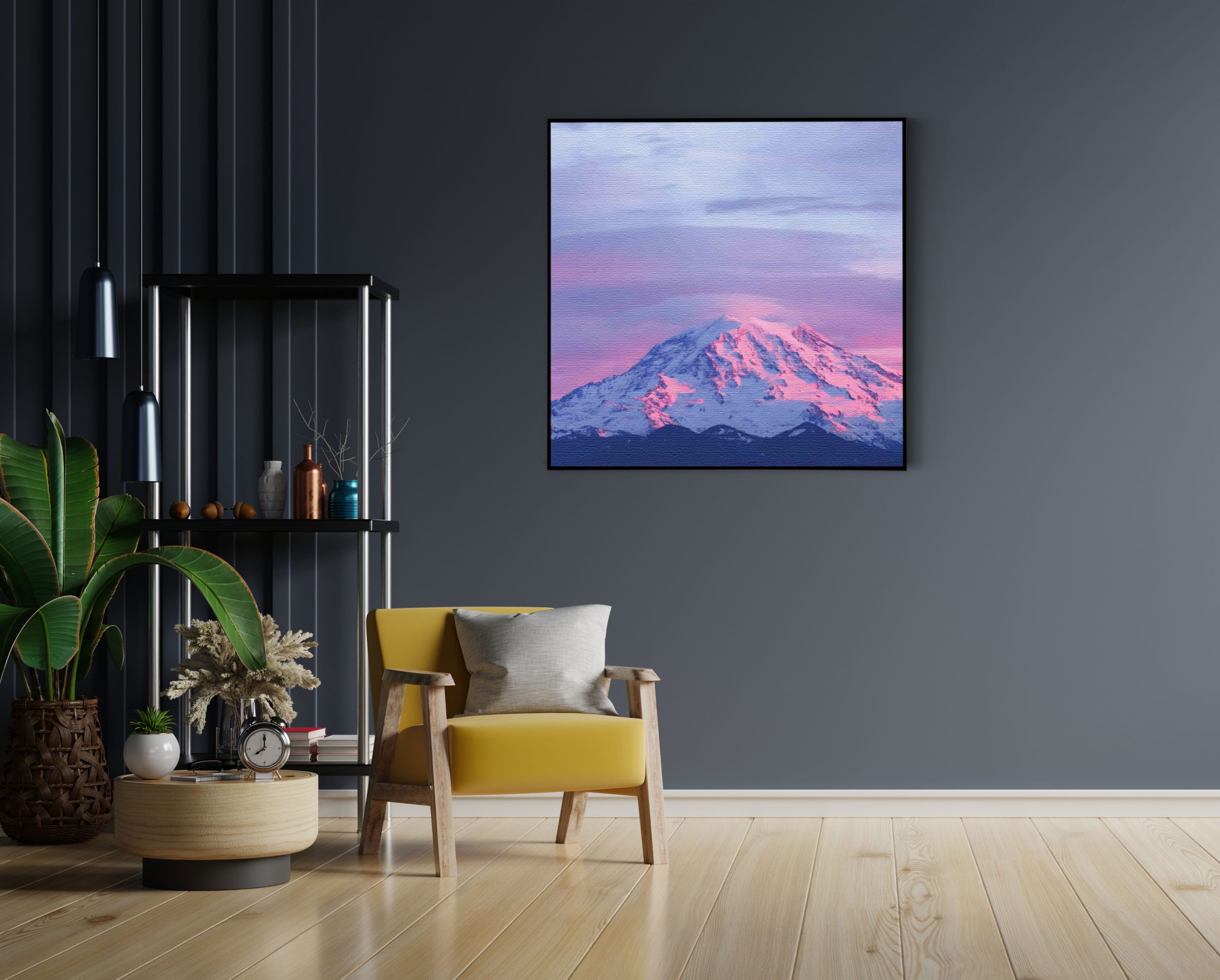 Akoestisch Schilderij Natuurlijke zons ondergang op witte berg Vierkant Template Vierkant Rond natuur 41 1 1 scaled 2