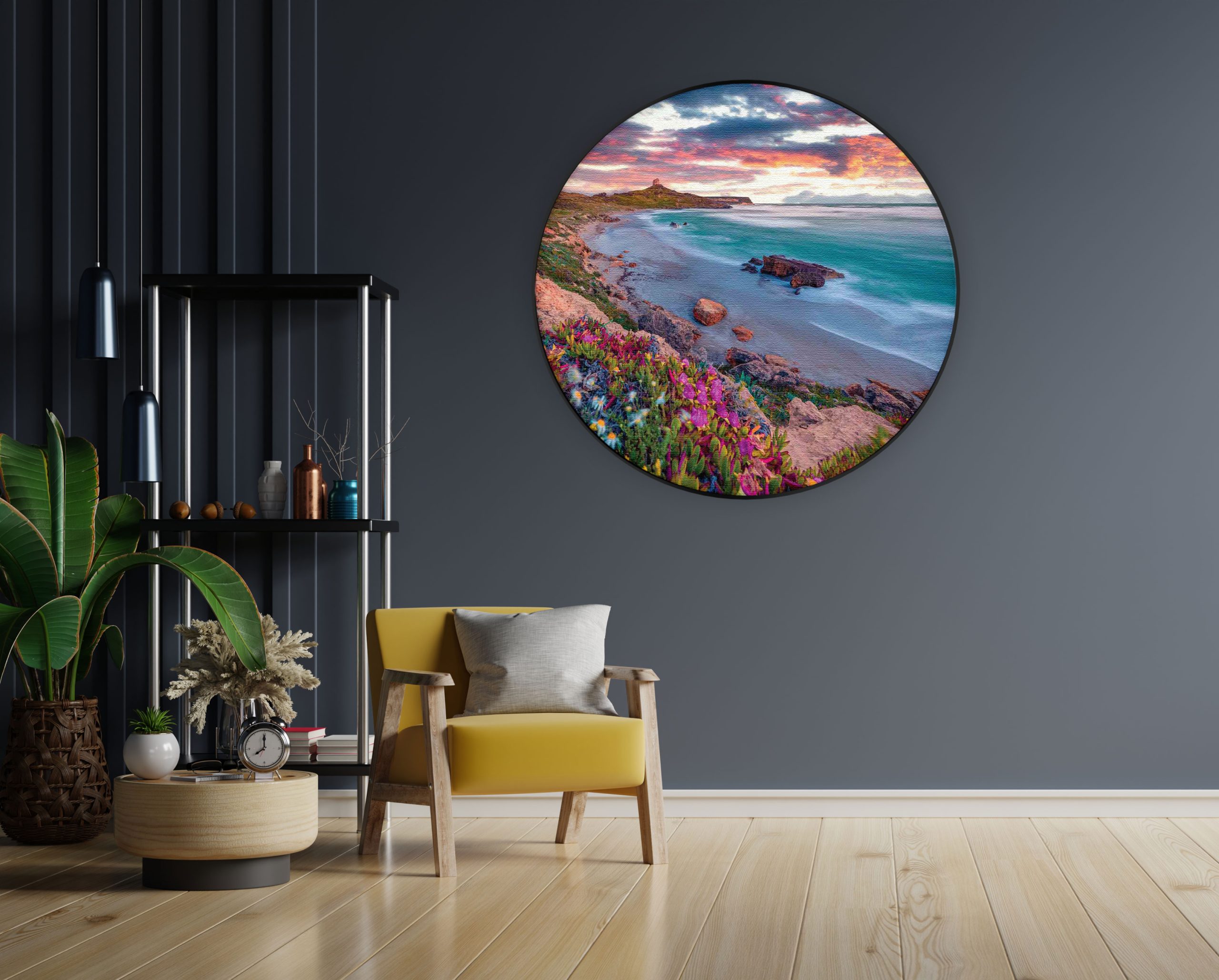 Akoestisch Schilderij Kleurrijke kust Rond - Muurcirkel Template Vierkant Rond natuur 81 1 1 scaled 1