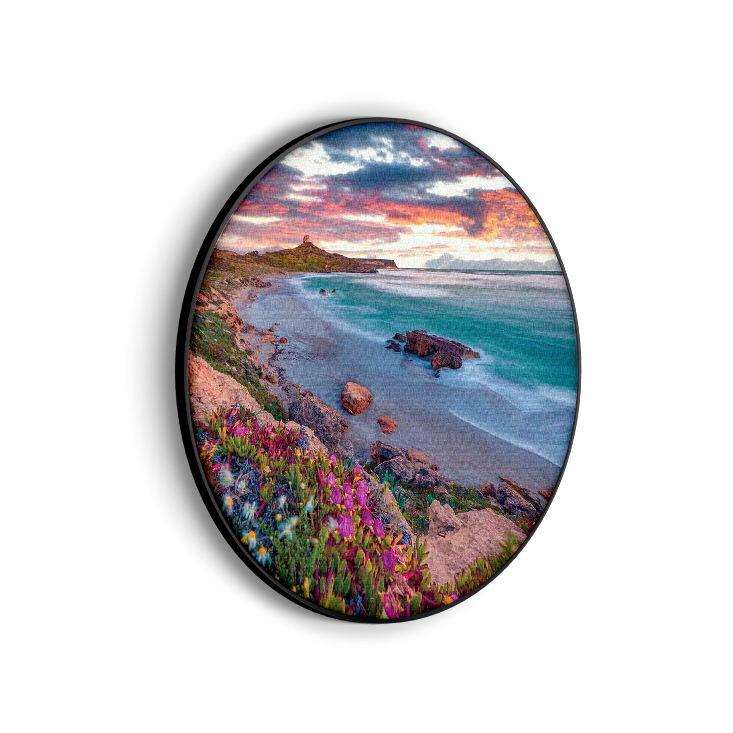 Akoestisch Schilderij Kleurrijke kust Rond - Muurcirkel Template Vierkant Rond natuur 81 scaled 1