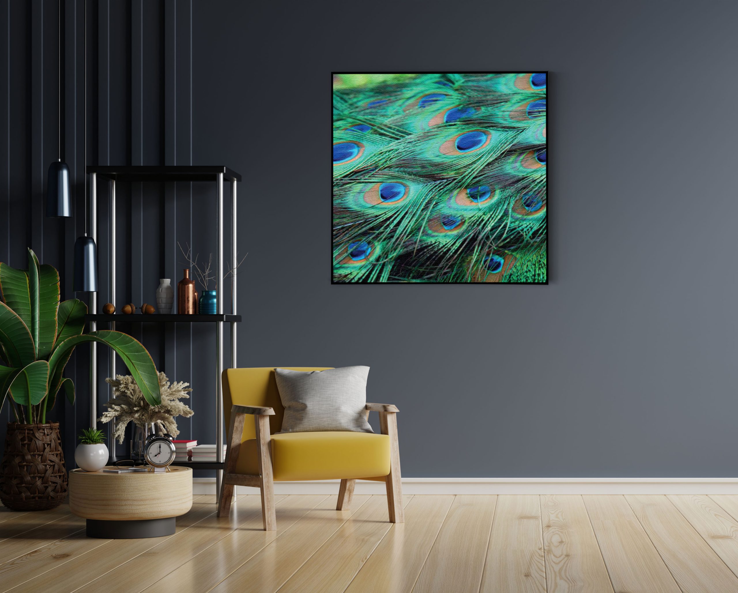 Akoestisch Schilderij Veren van de Pauw Vierkant Template Vierkant Rond natuur 89 1 3 scaled 1