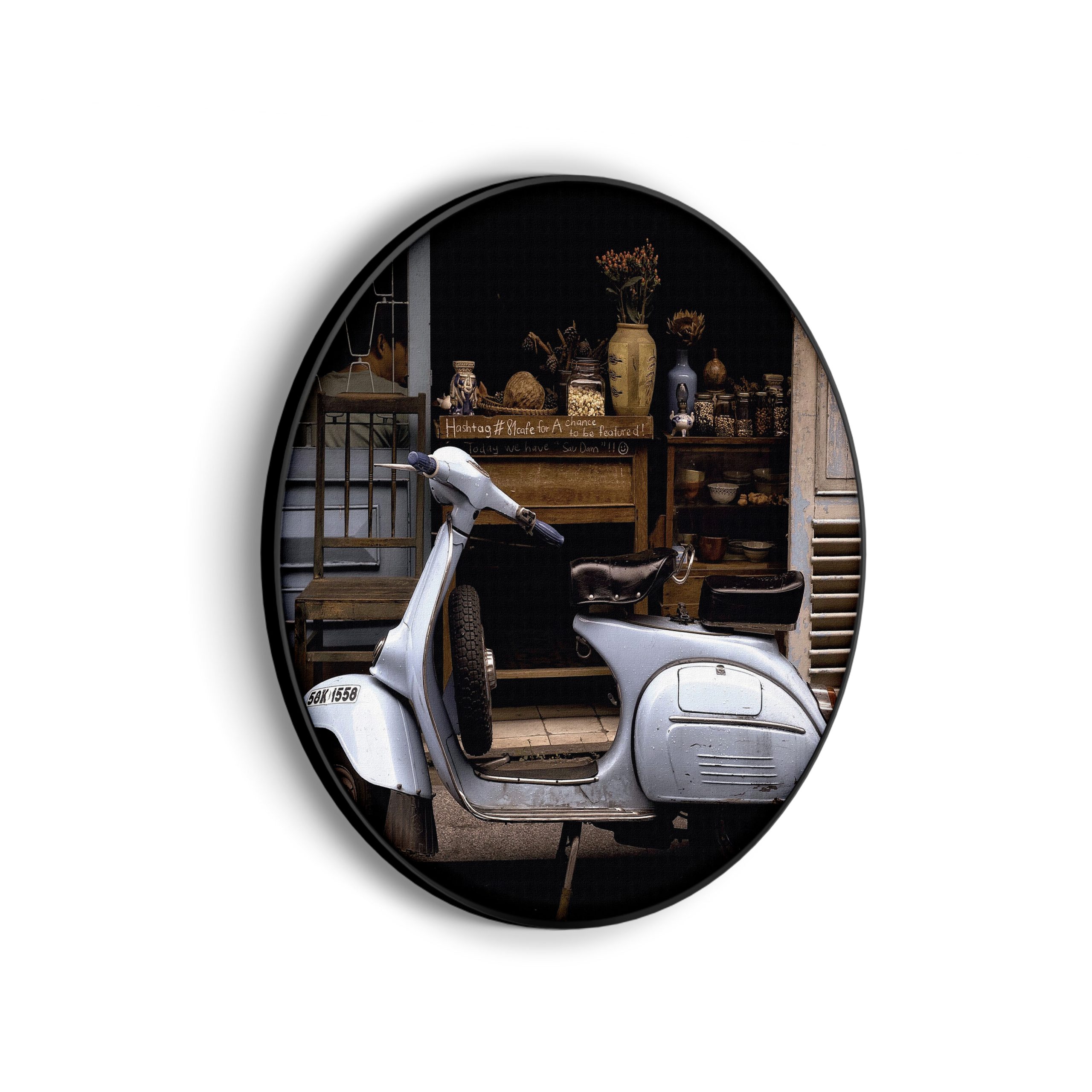 Akoestisch Schilderij Old School Scooter Rond - Muurcirkel Template Vierkant Rond retro 1 scaled 1