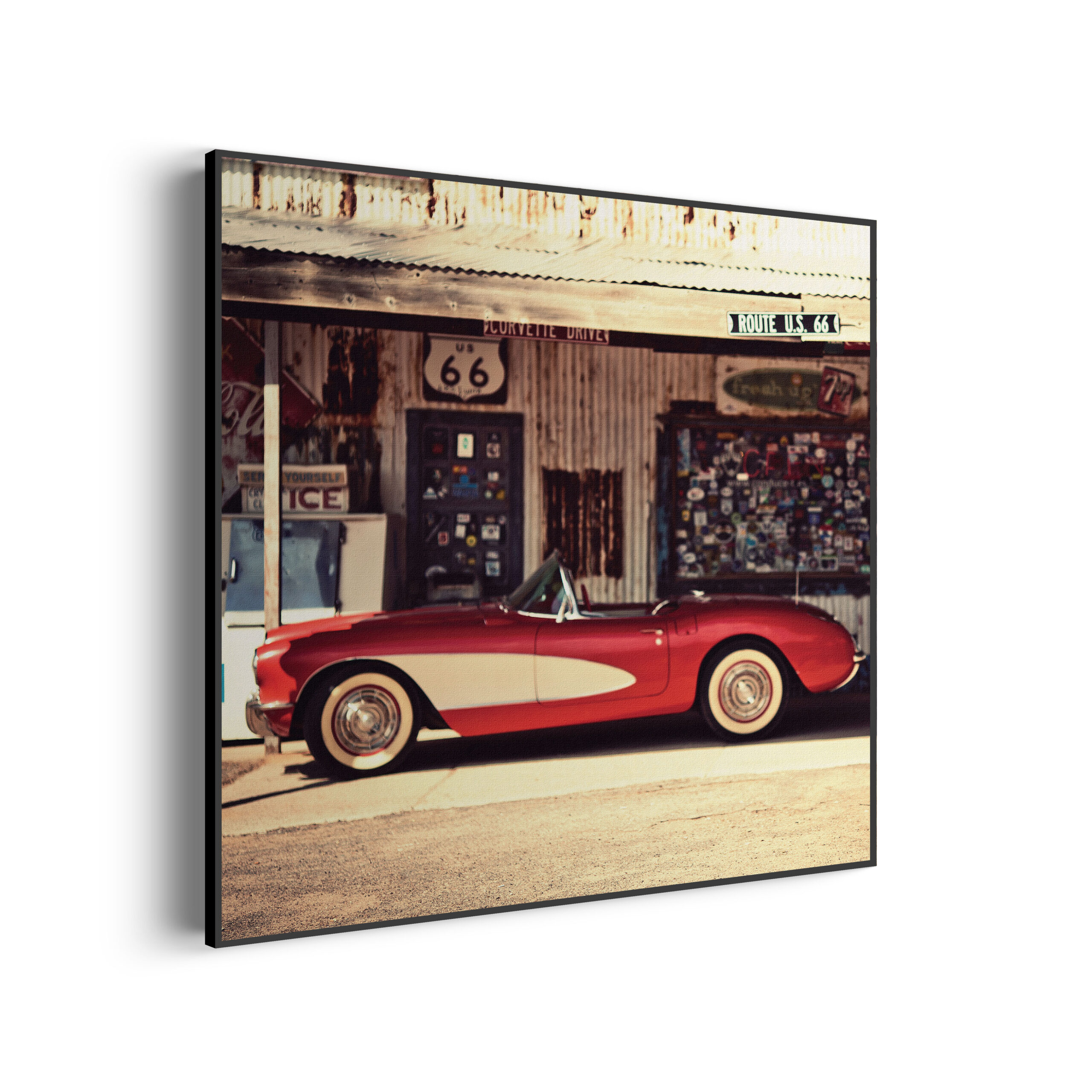 Akoestisch Schilderij Route 66 Vierkant Template Vierkant Rond retro 12 3 scaled 1