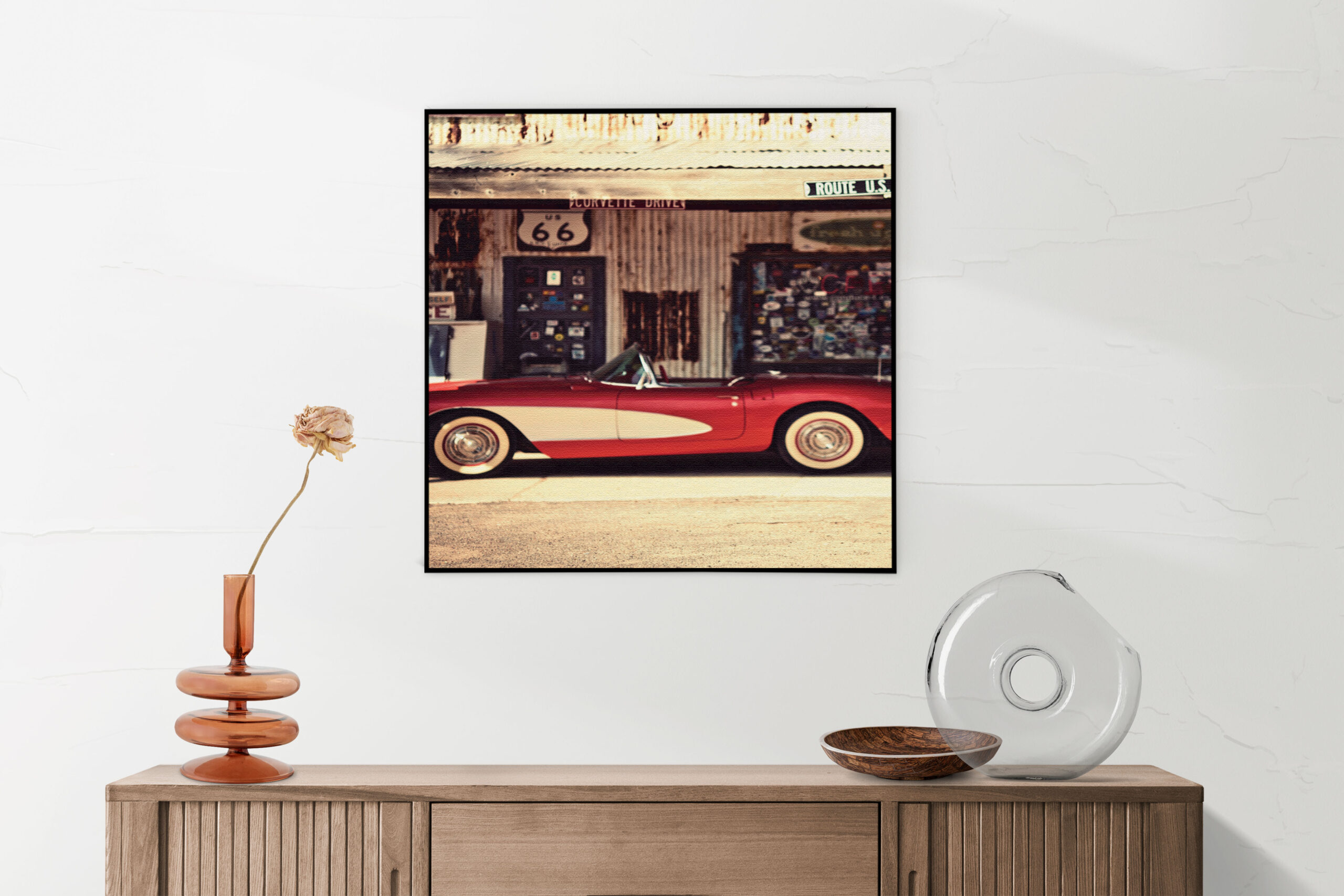 Akoestisch Schilderij Route 66 Vierkant Template Vierkant Rond retro 12 5 scaled 1