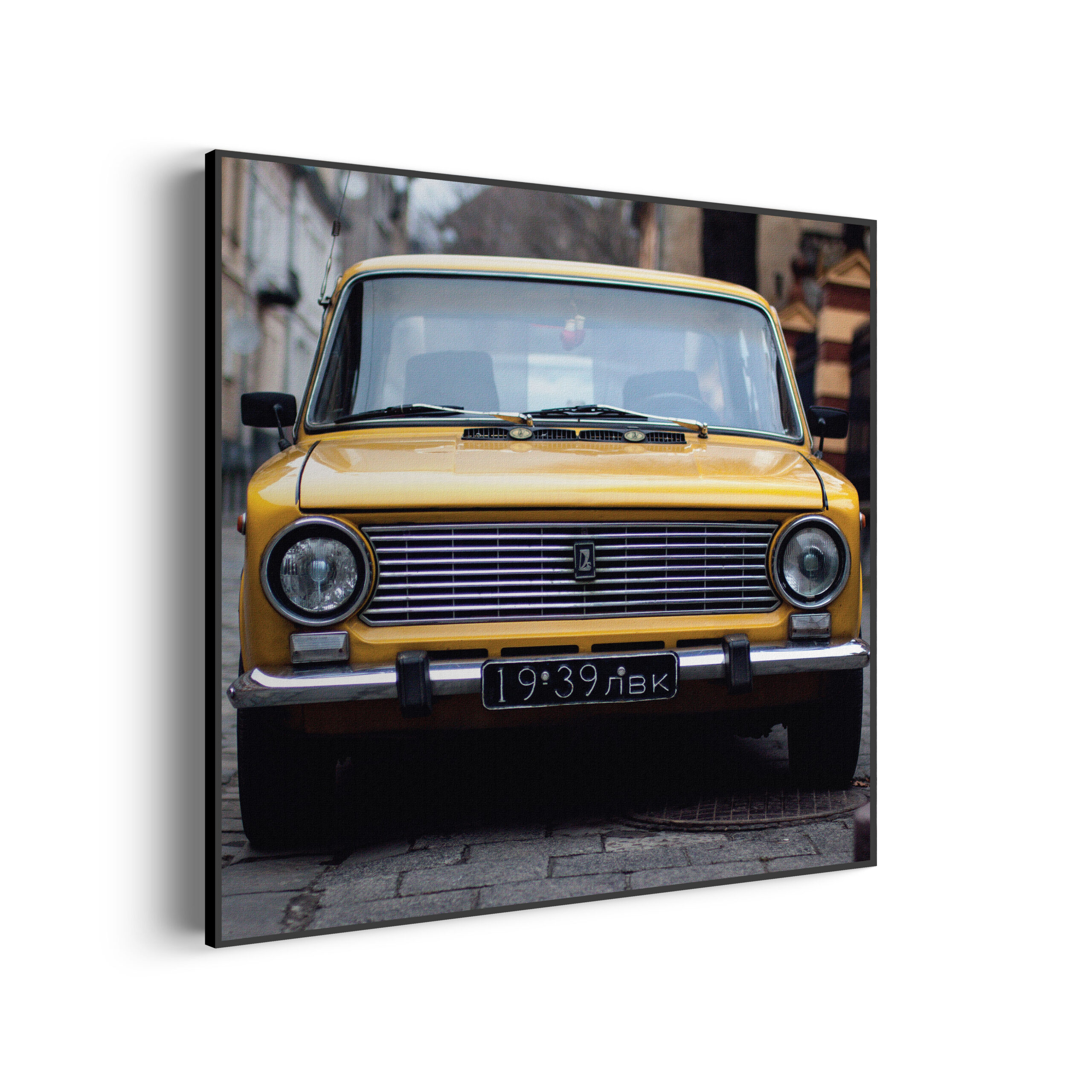 Akoestisch Schilderij Old School Gele Taxi 01 Vierkant Template Vierkant Rond retro 7 3 scaled 1