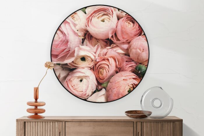 Akoestisch Schilderij Roze Rozen Boeket Rond - Muurcirkel Template Vierkant Rond romantisch 13 2 scaled 1