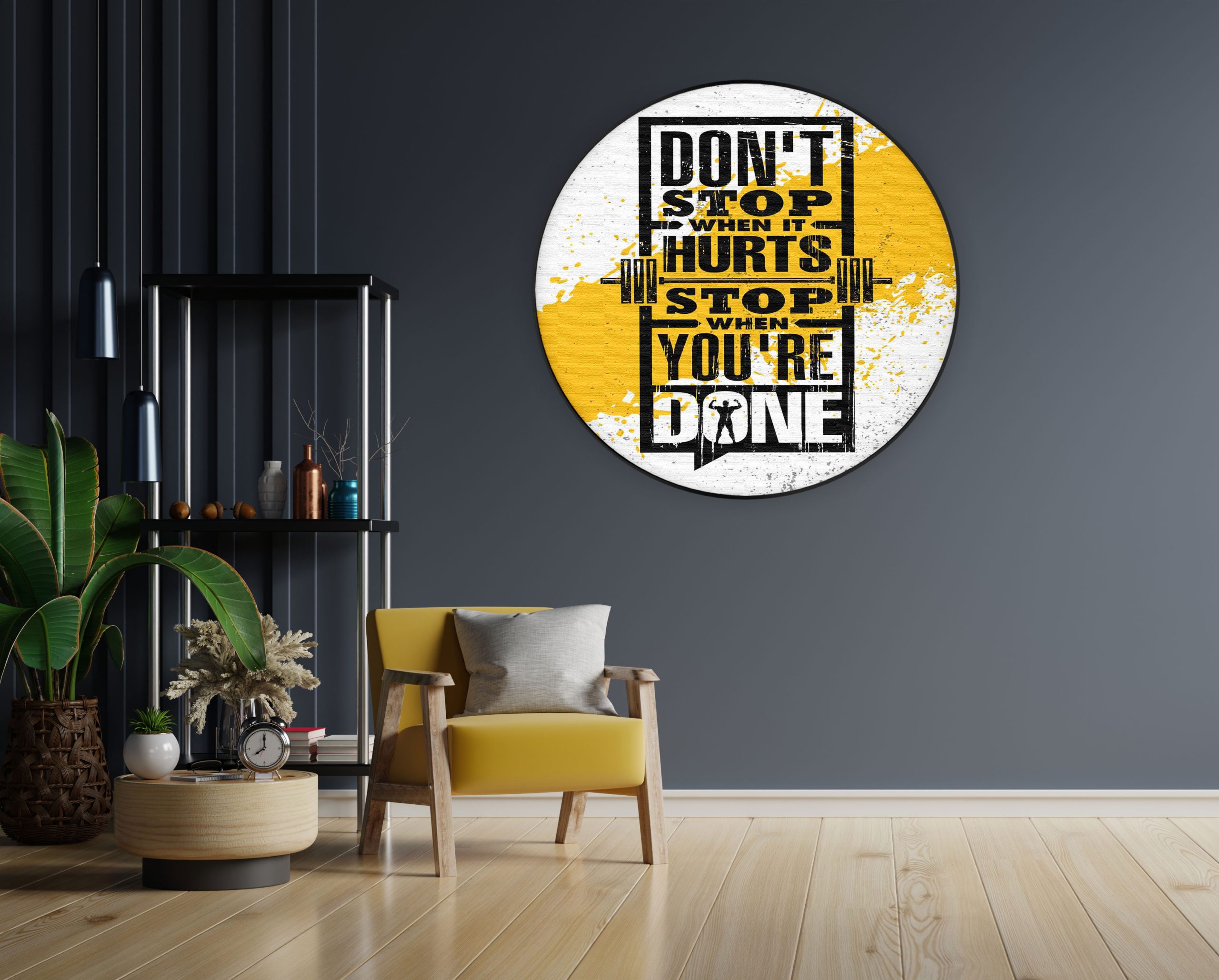 Akoestisch Schilderij Don't Stop When It Hurts, Stop When You're Done Rond - Muurcirkel Template Vierkant Rond sport 11 1 1 scaled 1