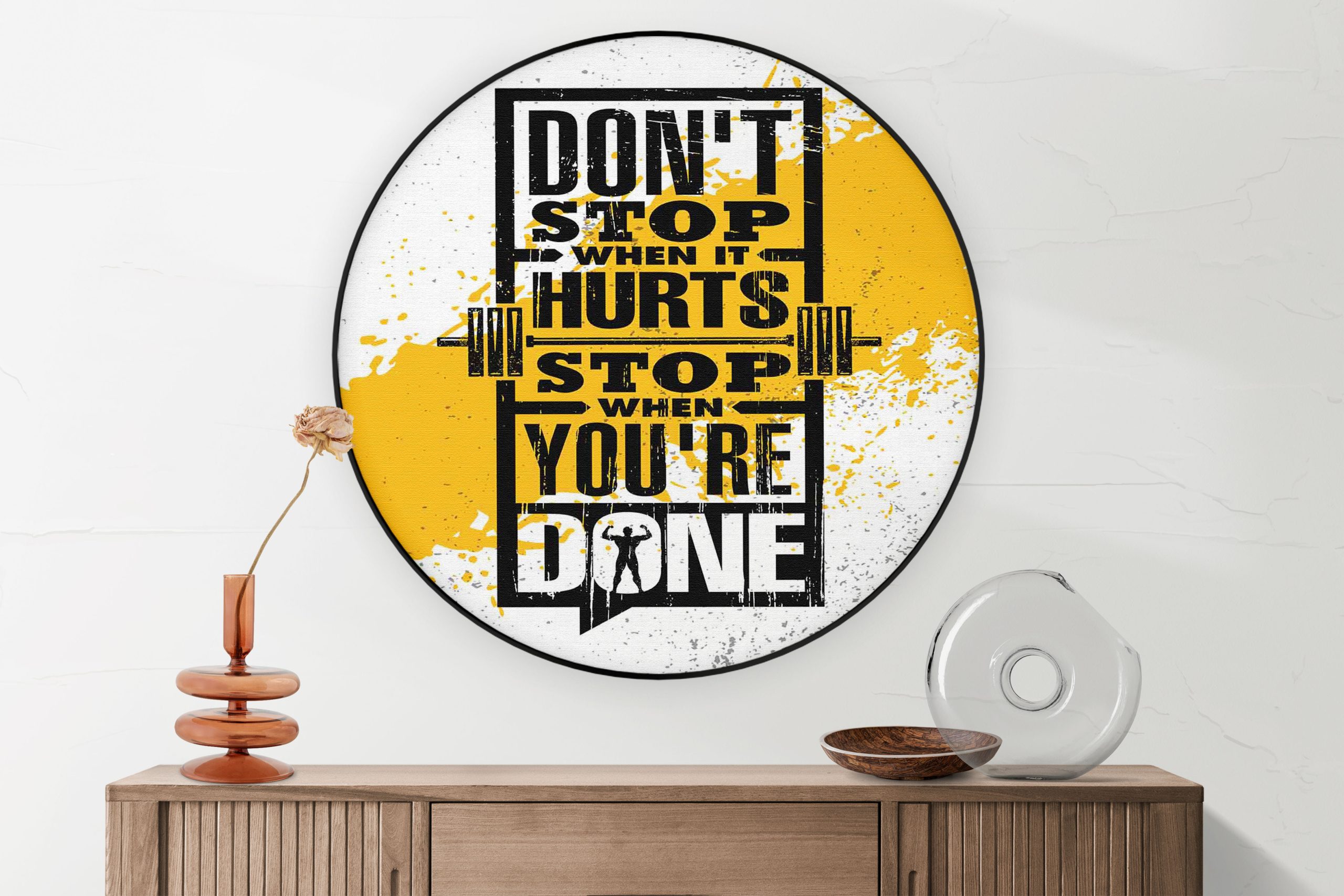 Akoestisch Schilderij Don't Stop When It Hurts, Stop When You're Done Rond - Muurcirkel Template Vierkant Rond sport 11 1 2 scaled 1
