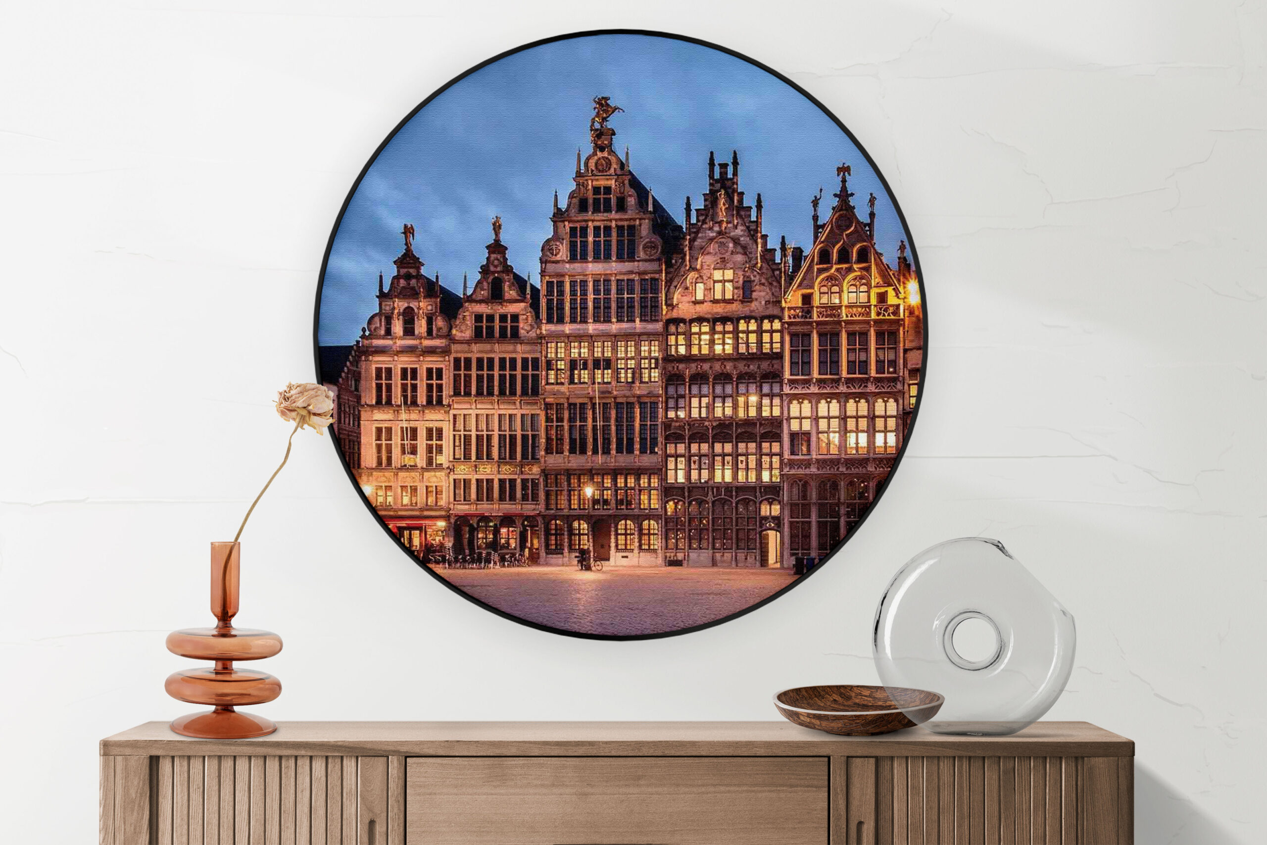 Akoestisch Schilderij Grote Markt Antwerpen Rond - Muurcirkel Template Vierkant Rond steden 101 2 scaled 1