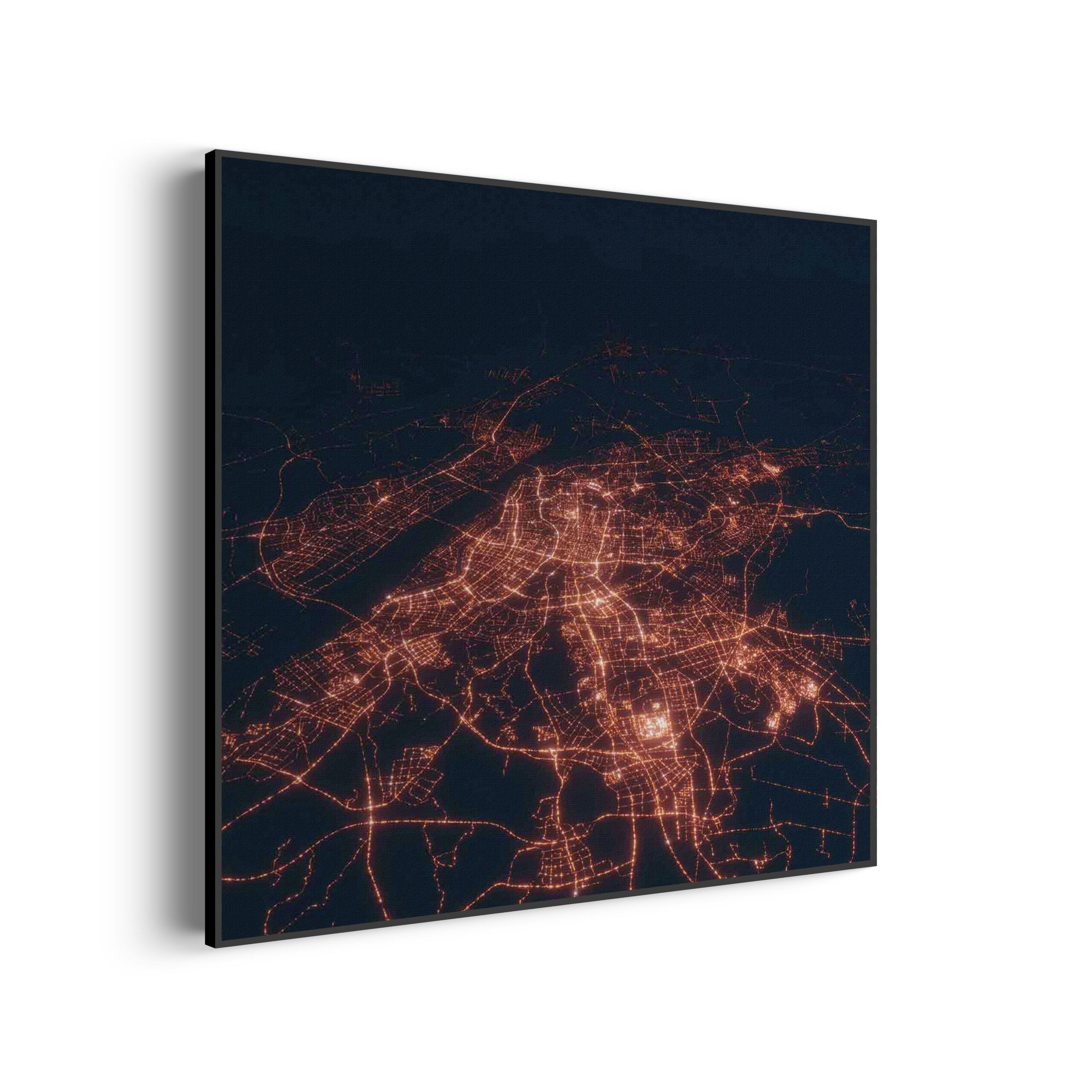Akoestisch Schilderij Luchtfoto Nacht 02 Vierkant Template Vierkant Rond steden 107 2 1 scaled 1