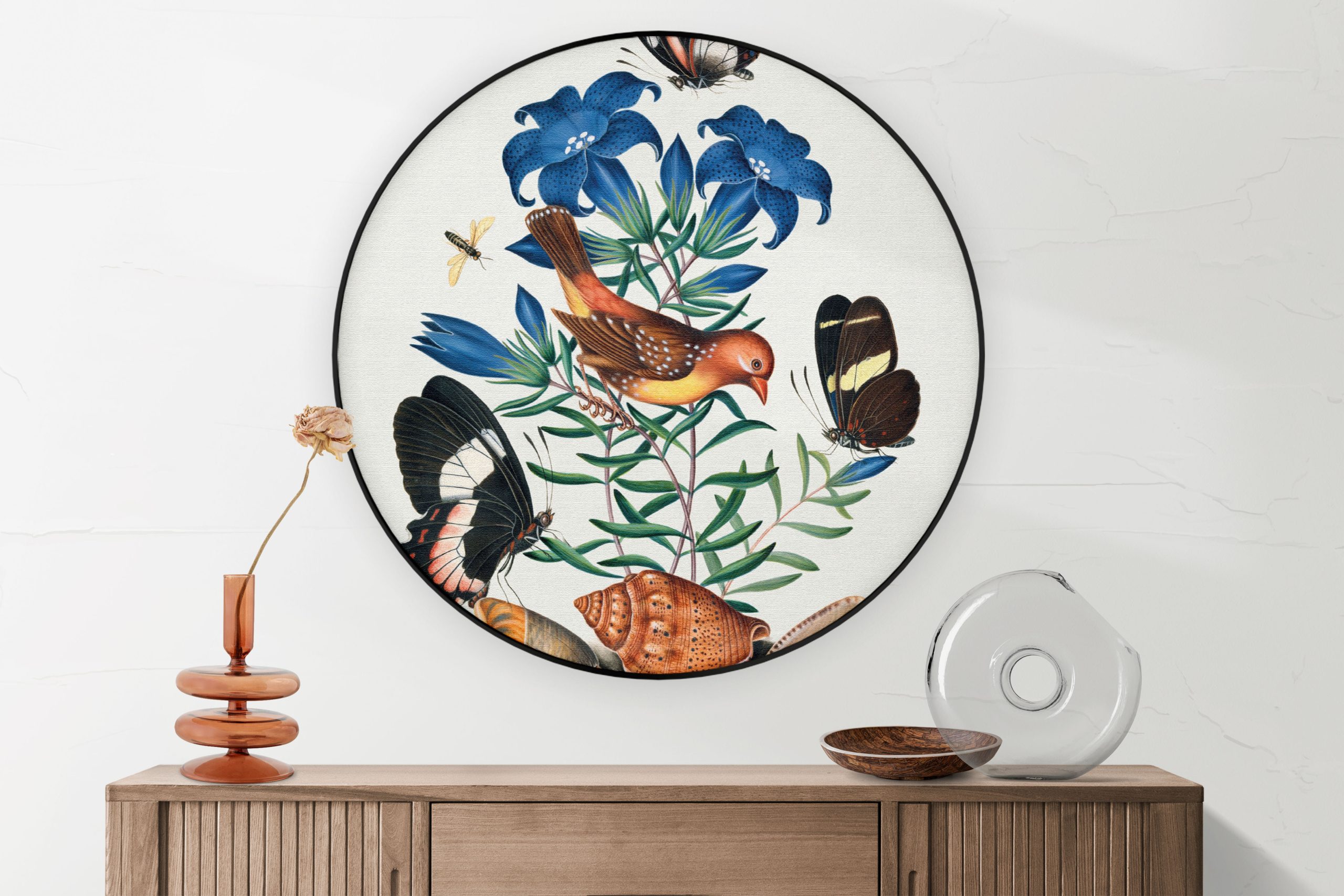 Akoestisch Schilderij Prent Natuur Vogel en Bloemen 02 Rond - Muurcirkel Template Vierkant Rond vintage 2 1 2 scaled 1