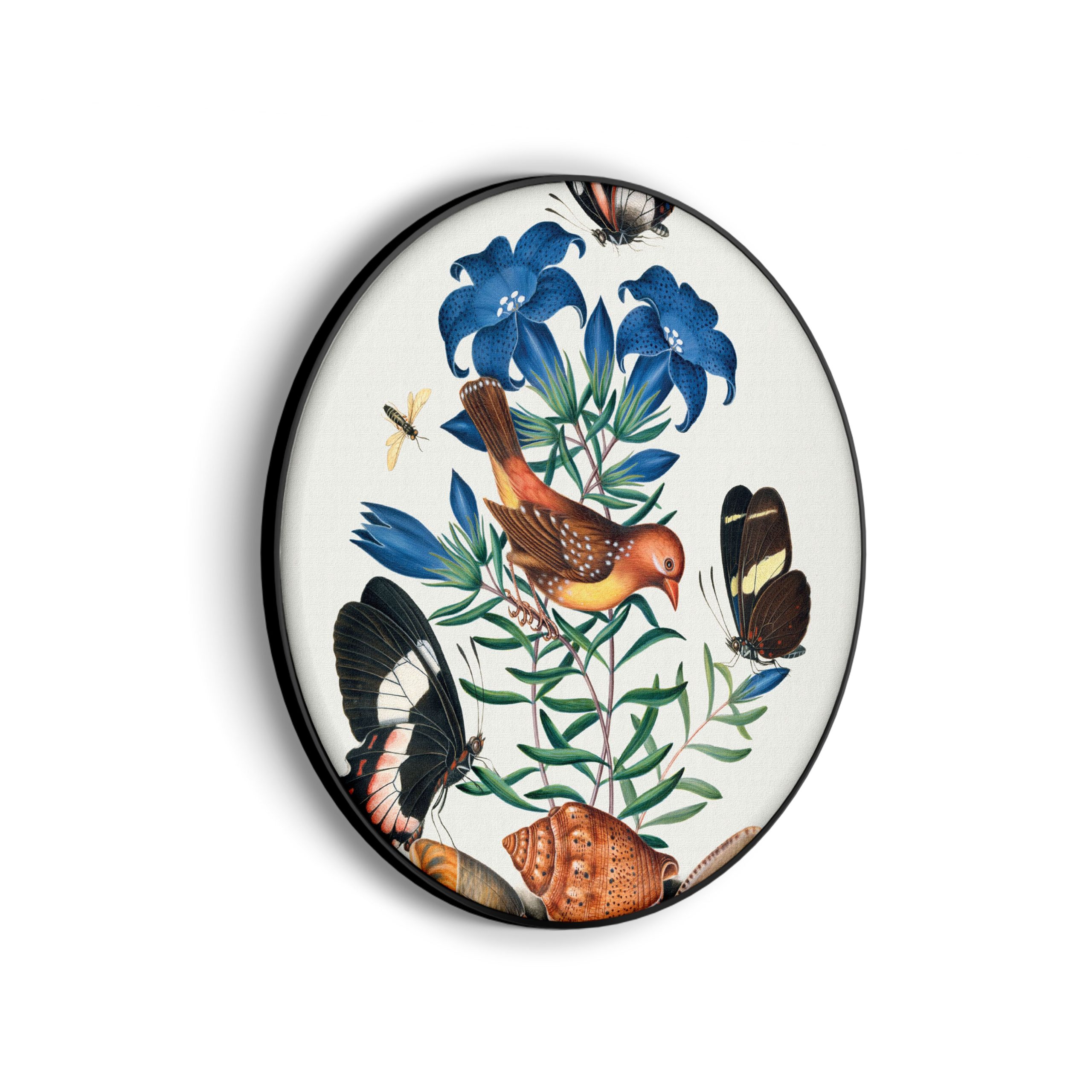 Akoestisch Schilderij Prent Natuur Vogel en Bloemen 02 Rond - Muurcirkel Template Vierkant Rond vintage 2 scaled 1