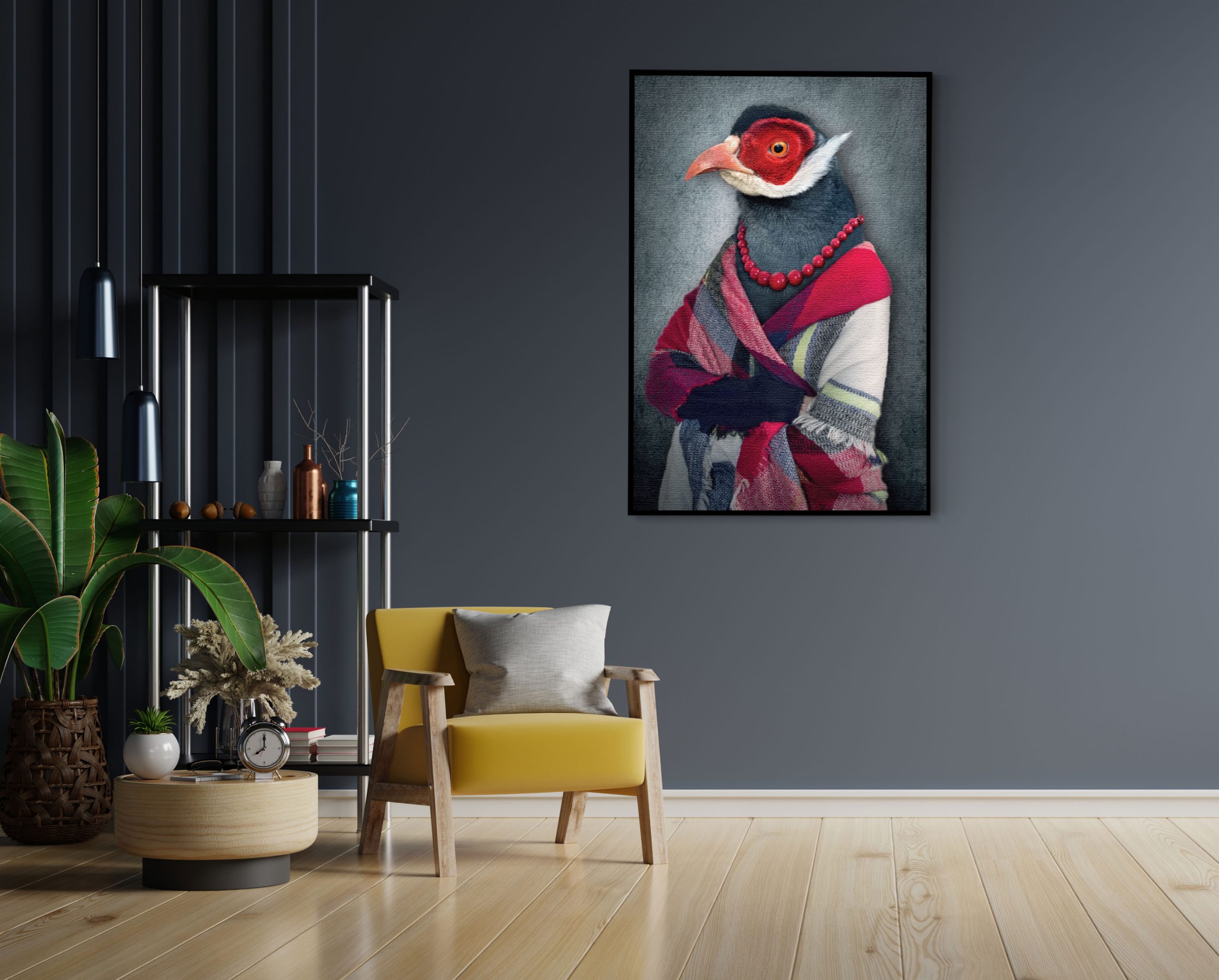 Akoestisch Schilderij Menselijke Vrouwelijke Vogel Rechthoek Verticaal imagedsgf scaled 1