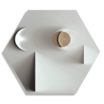 Schilderij Scandinavisch Wit met Goudkleurig Element Hexagon Template Hexagon abstract 01