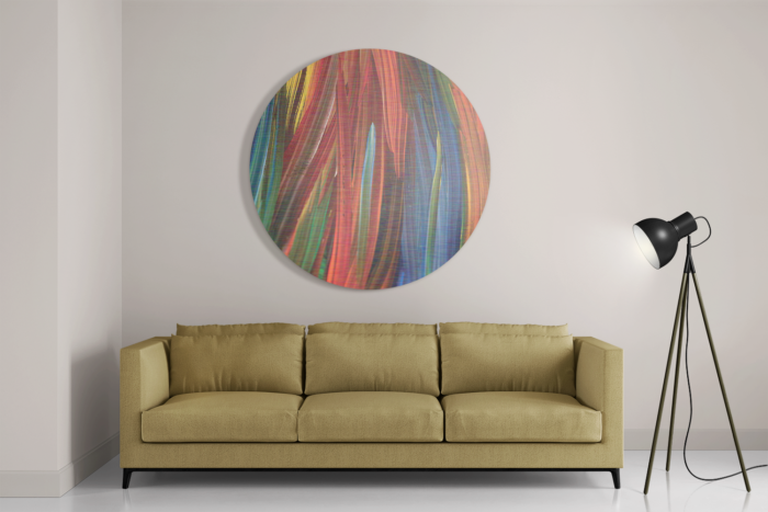 Schilderij Geschilderde Strepen Kleurrijk Rond – Muurcirkel Template TP Vierkant Rond Abstract 75 2 1 1