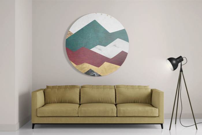 Schilderij Kleurrijke Bergen 03 Rond – Muurcirkel Template TP Vierkant Rond Abstract 80 2 1 1