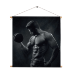 Textielposter Sexy Man Heft Gewicht Met Halter Vierkant