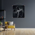 Textielposter Sexy Man Heft Gewicht Met Halter Vierkant Template TP Vierkant Rond Sport 2 3