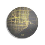 Schilderij Miami Plattegrond Zwart Geel Rond – Muurcirkel Template TP Vierkant Rond Steden 71 1 1 1