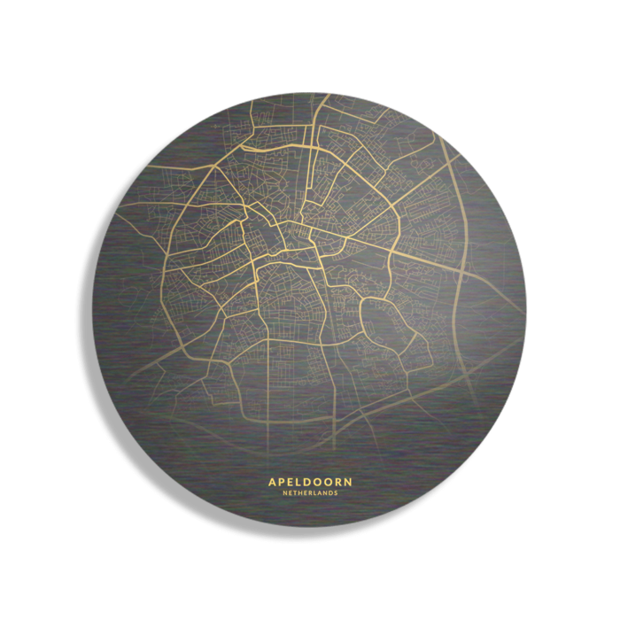 Schilderij Apeldoorn Plattegrond Zwart Geel Rond – Muurcirkel Template TP Vierkant Rond Steden 81 1 1 1