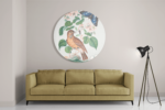 Schilderij Prent Natuur Vogel en Bloemen 01 Rond – Muurcirkel Template TP Vierkant Rond Vintage 1 2 1 1