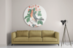 Schilderij Prent Natuur Vogel en Bloemen 11 Rond – Muurcirkel Template TP Vierkant Rond Vintage 11 2 1 1