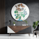 Schilderij Prent Natuur Vogel en Bloemen 14 Rond – Muurcirkel Template TP Vierkant Rond Vintage 14 3 1 1