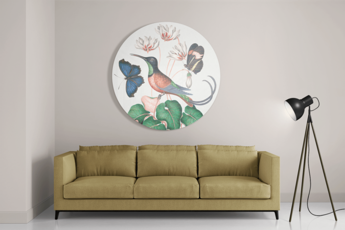 Schilderij Prent Natuur Vogel en Bloemen 07 Rond – Muurcirkel Template TP Vierkant Rond Vintage 7 2 1 1