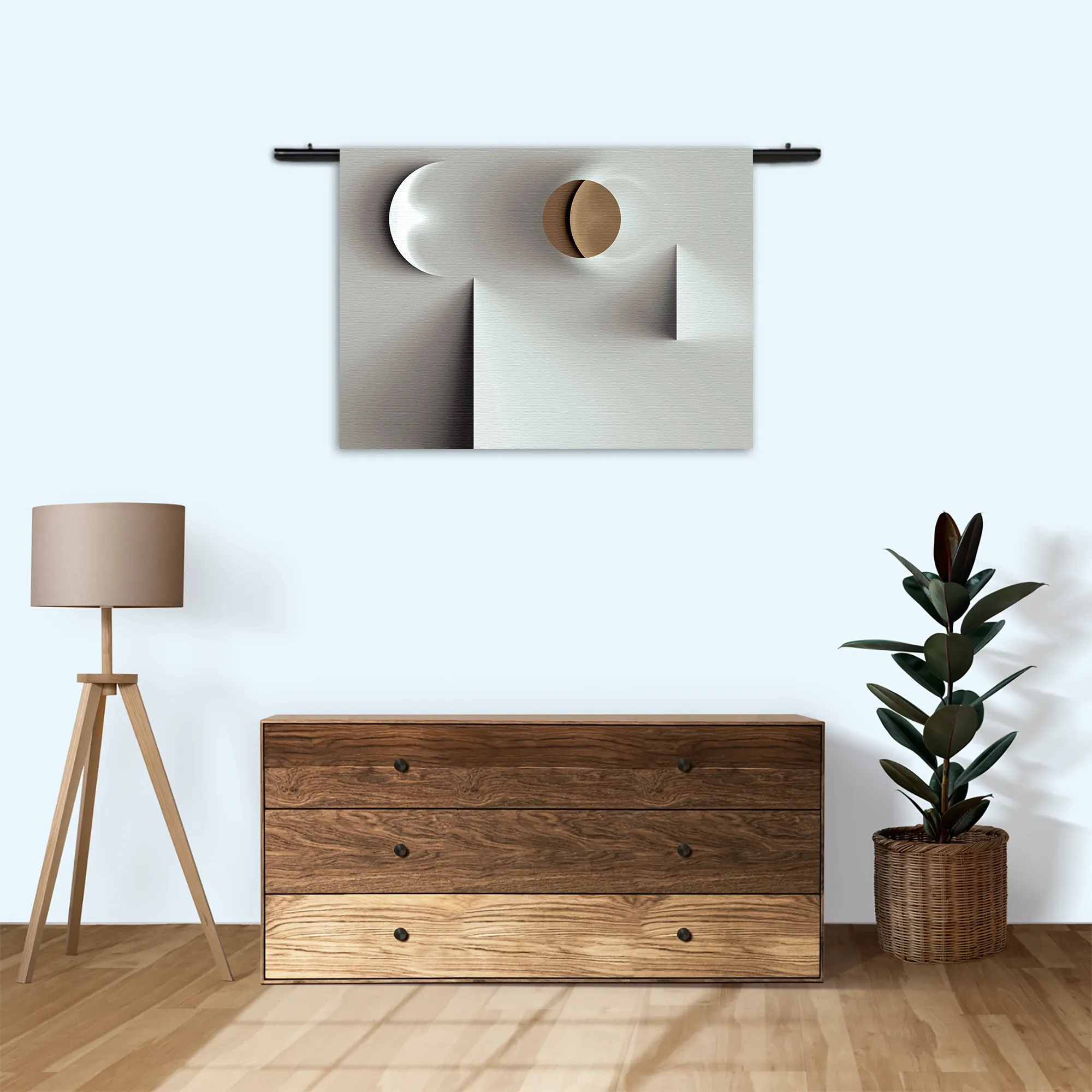 Template_50-70_WK_Horizontaal_Abstract_01-3 Wandkleed Scandinavisch Wit met Goudkleurig Element Rechthoek Horizontaal Template 50 70 WK Horizontaal Abstract 01 3