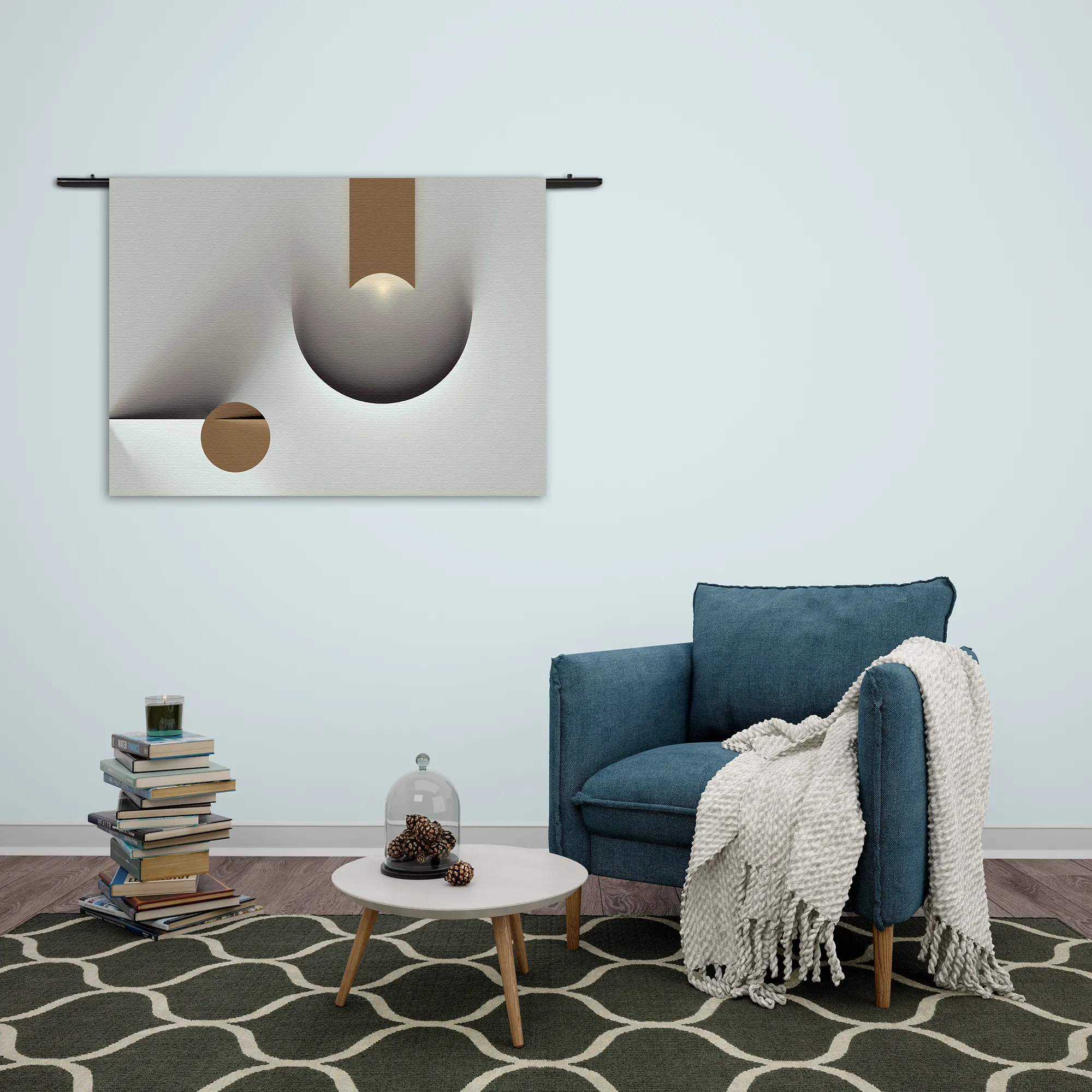 Wandkleed Scandinavisch Wit met Goudkleurig Element 03 Rechthoek Horizontaal Template 50 70 WK Horizontaal Abstract 101 2