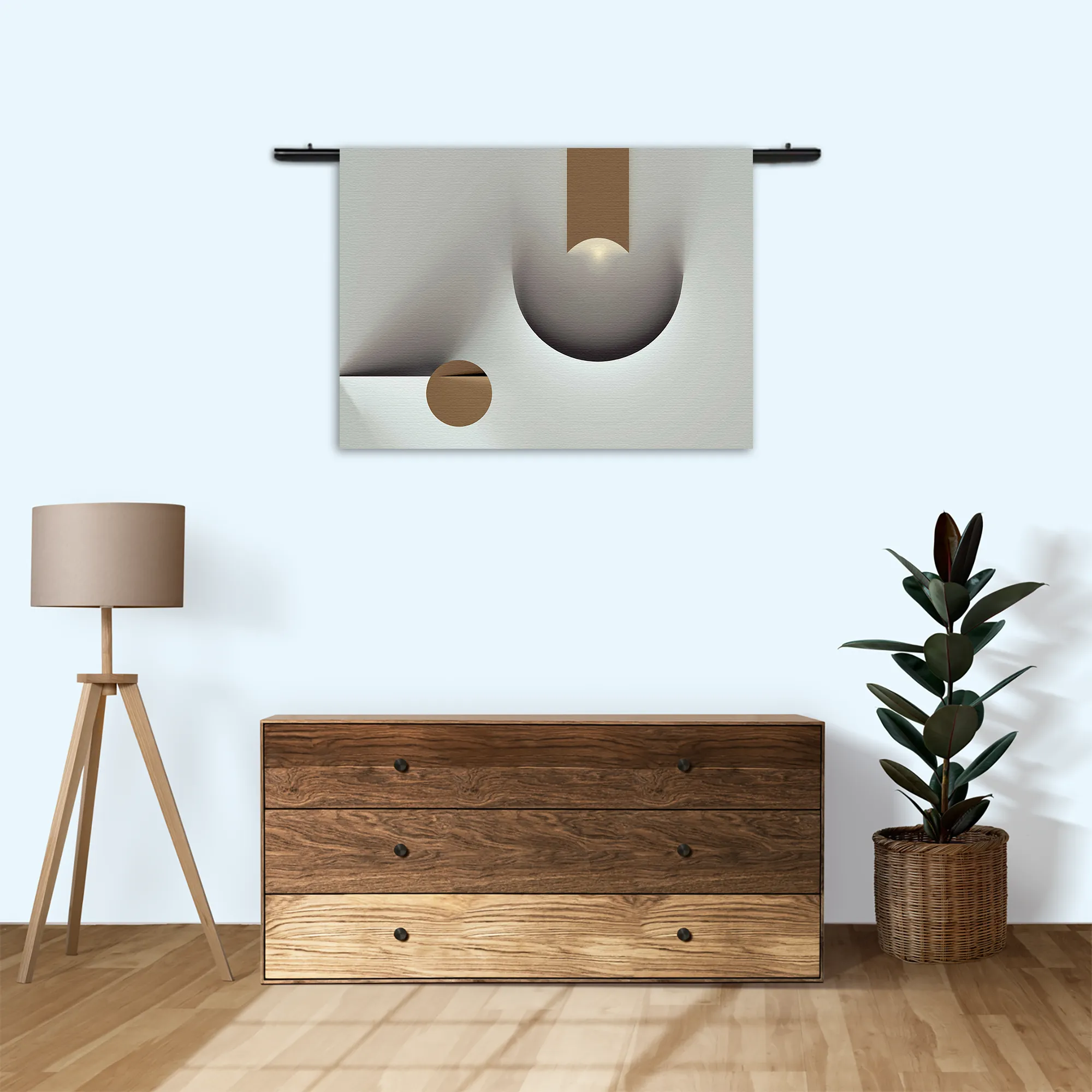Wandkleed Scandinavisch Wit met Goudkleurig Element 03 Rechthoek Horizontaal Template 50 70 WK Horizontaal Abstract 101 3