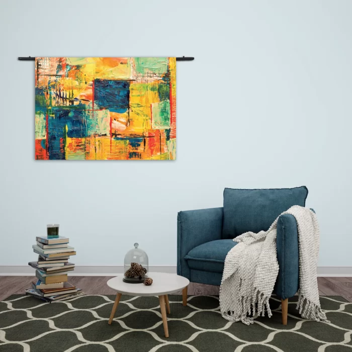 Wandkleed Kunst Mondriaan Stijl Kleurrijk Rechthoek Horizontaal Template 50 70 WK Horizontaal Abstract 103 2