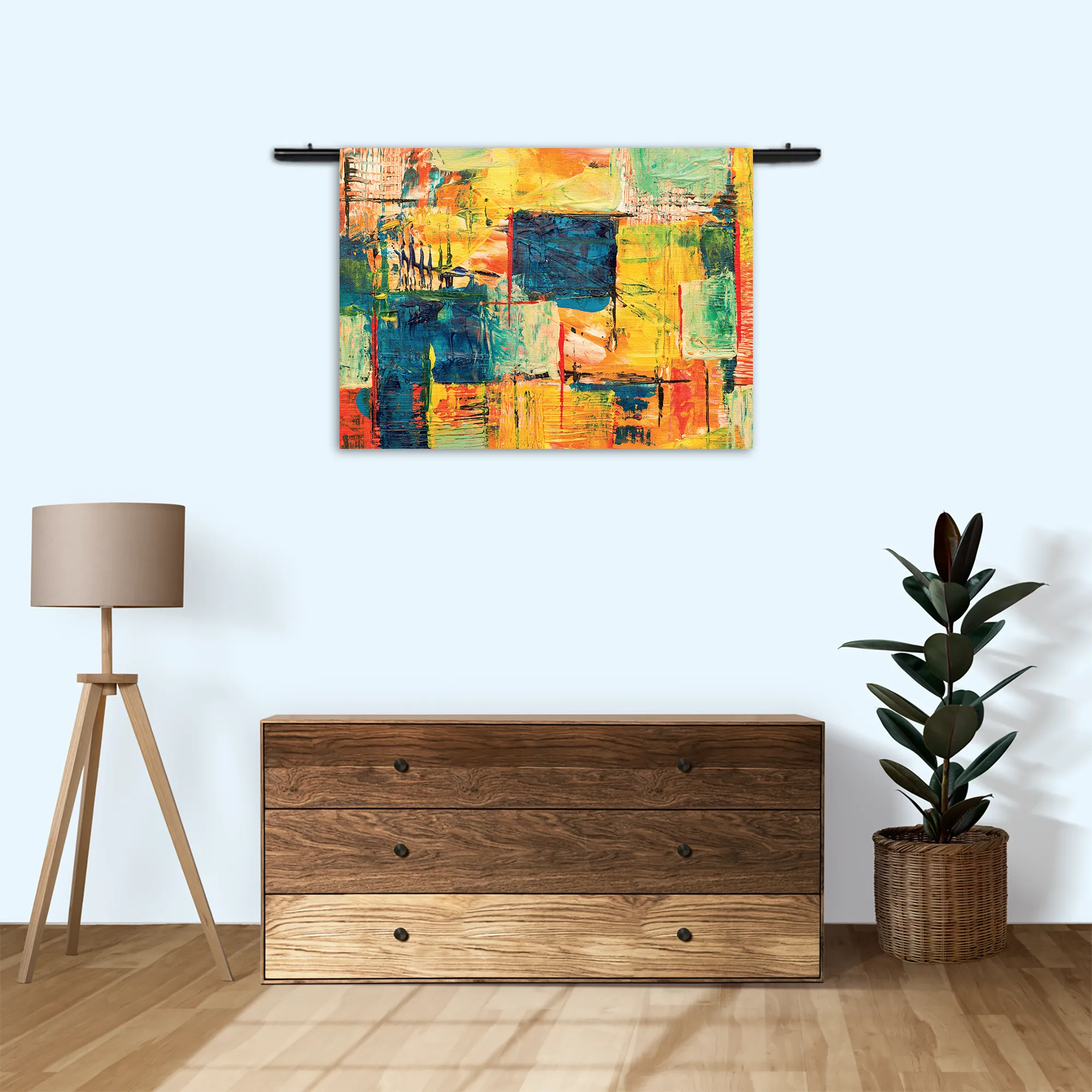 Wandkleed Kunst Mondriaan Stijl Kleurrijk Rechthoek Horizontaal Template 50 70 WK Horizontaal Abstract 103 3