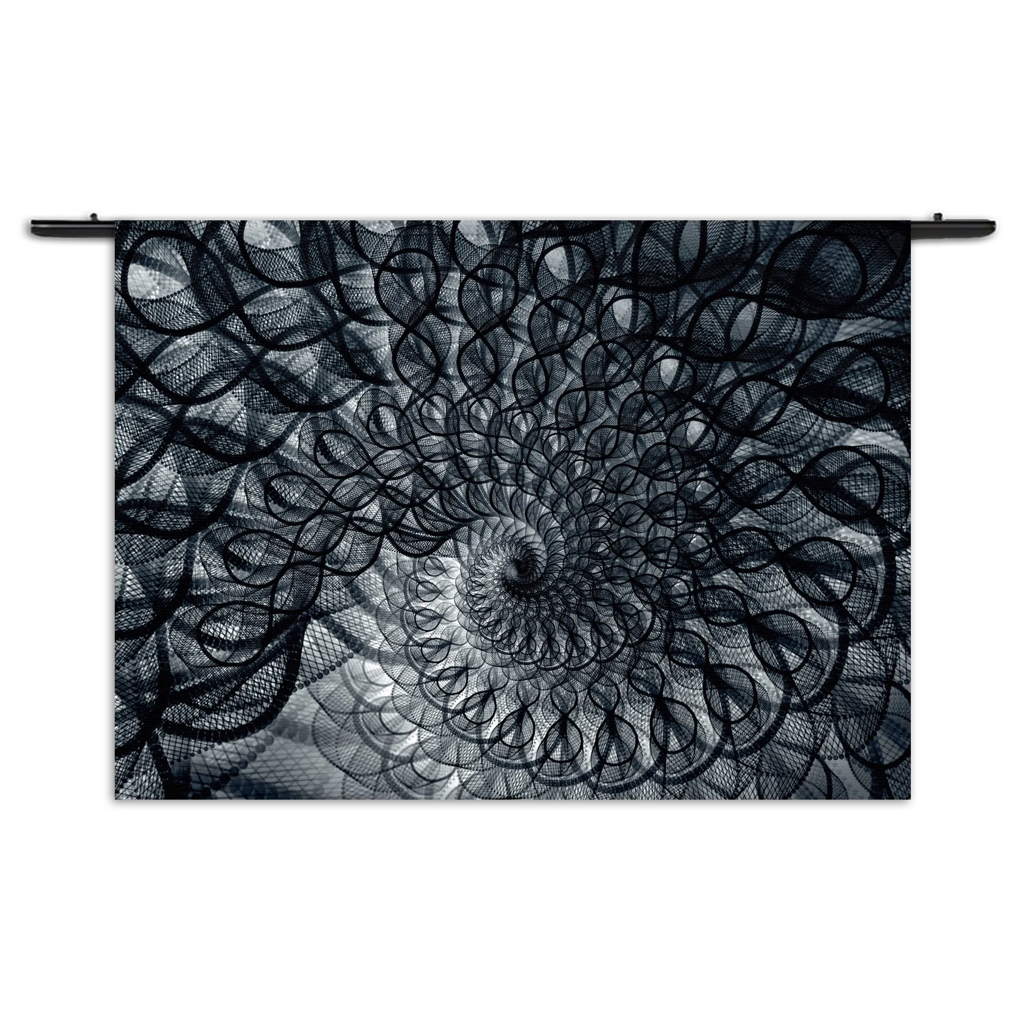 Wandkleed Zwart Witte Spiraaltunnel Rechthoek Horizontaal Template 50 70 WK Horizontaal Abstract 107 1