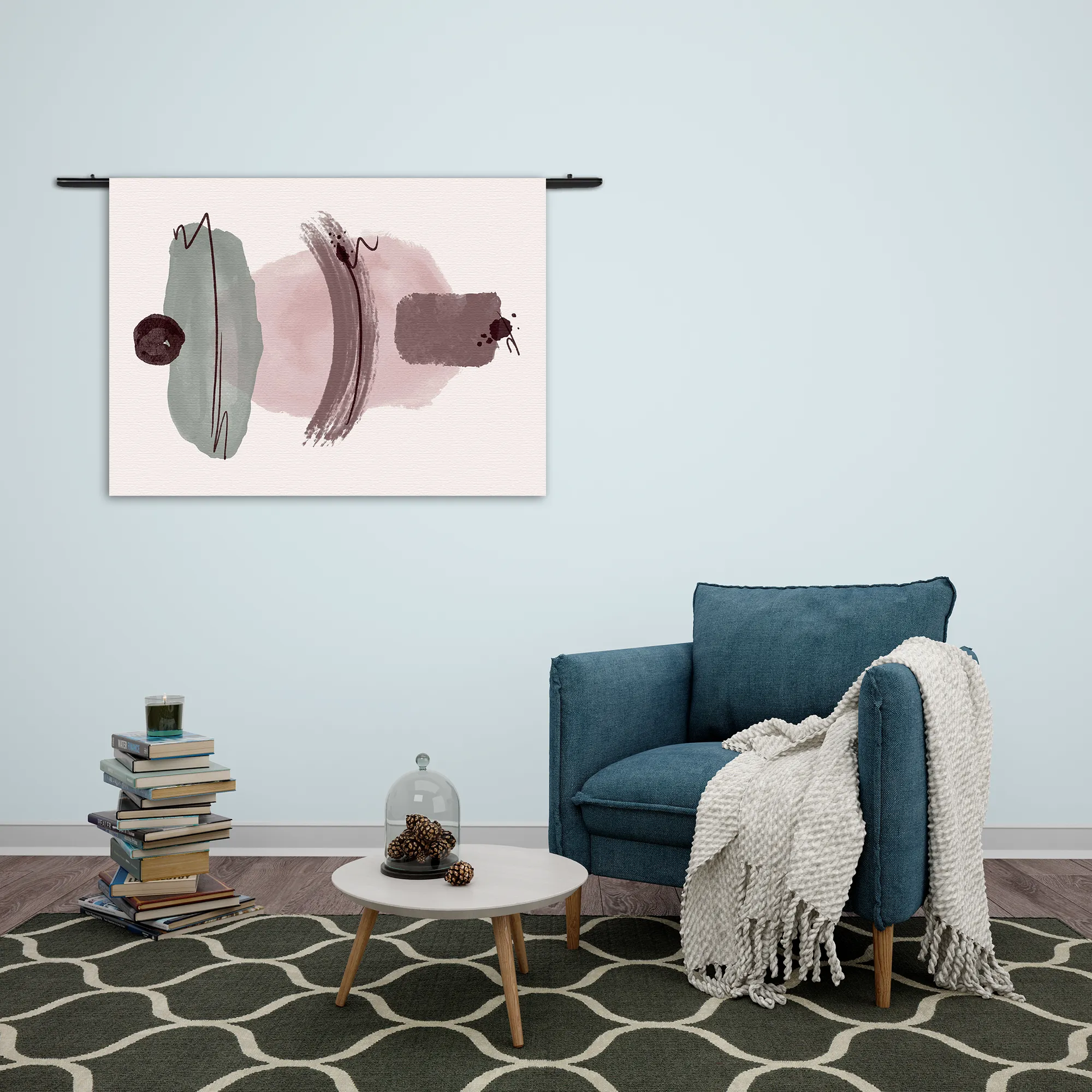 Wandkleed Scandinavisch Roze en Groen Tinten Rechthoek Horizontaal Template 50 70 WK Horizontaal Abstract 109 2