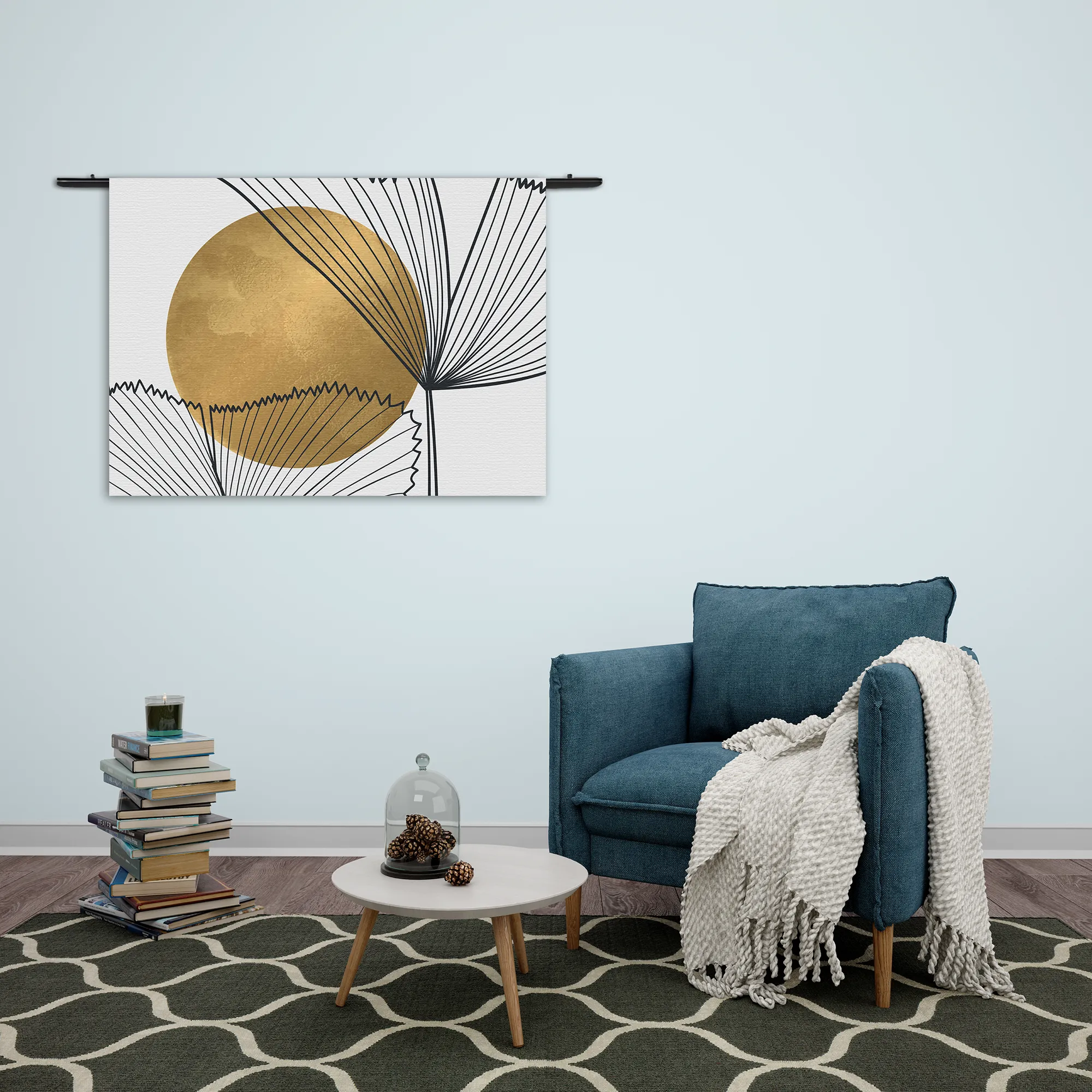 Template_50-70_WK_Horizontaal_Abstract_112-2 Wandkleed Scandinavisch Design Plant met Goud Element 01 Rechthoek Horizontaal Template 50 70 WK Horizontaal Abstract 112 2