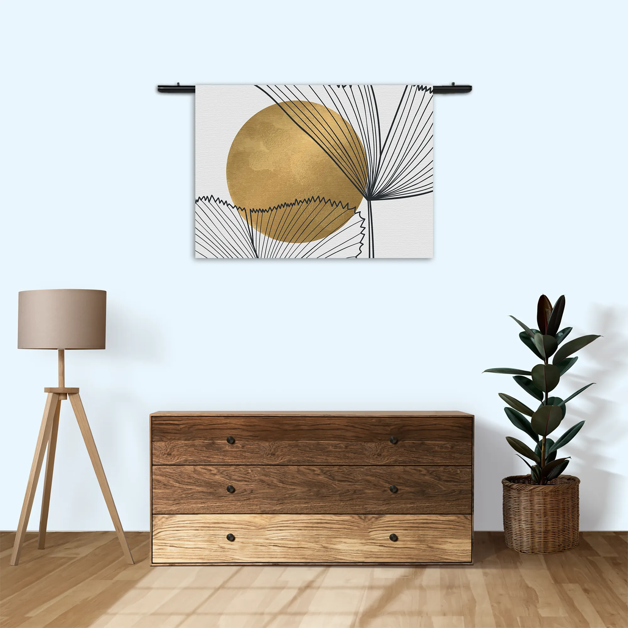 Template_50-70_WK_Horizontaal_Abstract_112-3 Wandkleed Scandinavisch Design Plant met Goud Element 01 Rechthoek Horizontaal Template 50 70 WK Horizontaal Abstract 112 3