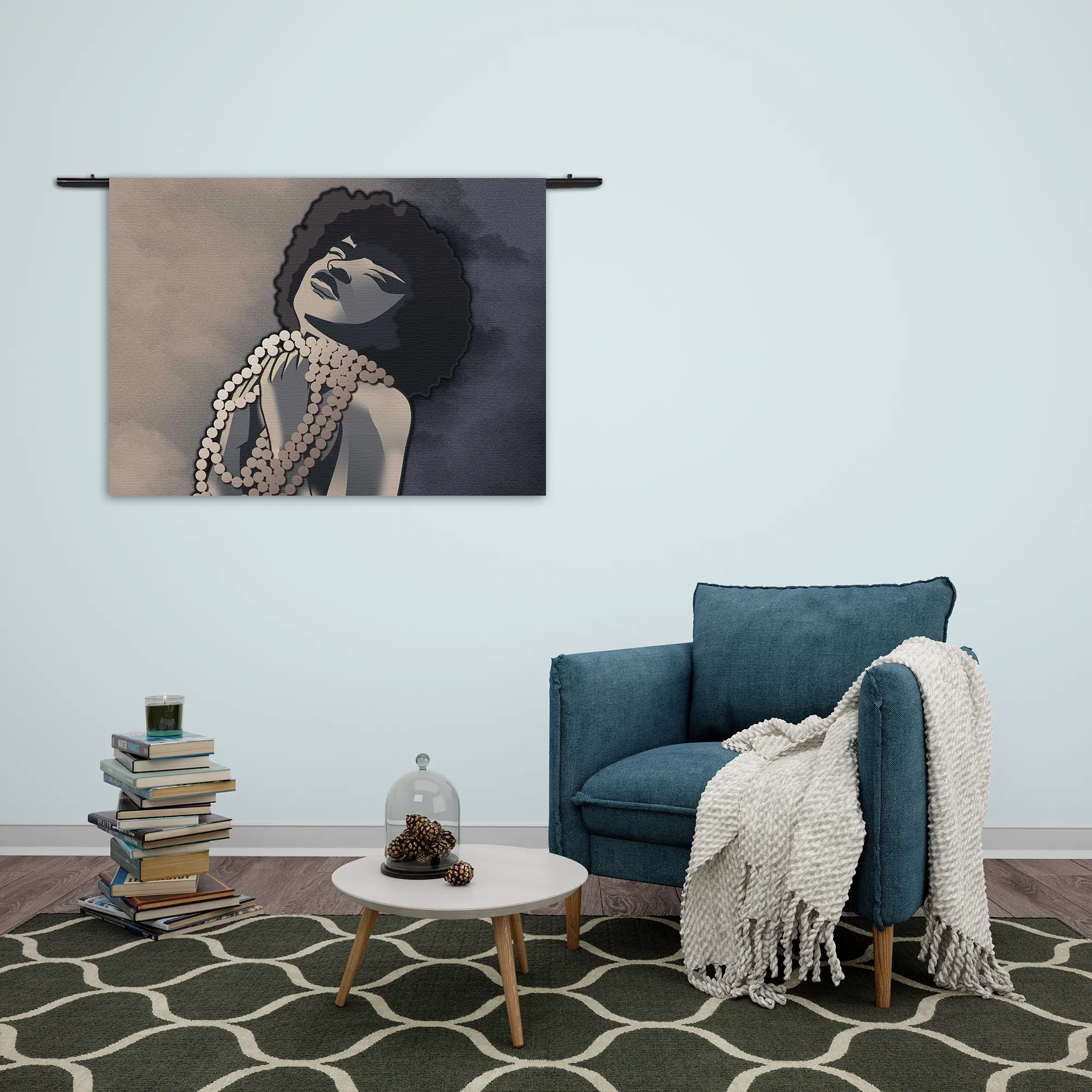 Wandkleed Afrikaanse Vrouw met Parelketting Kunst Rechthoek Horizontaal Template 50 70 WK Horizontaal Abstract 119 2