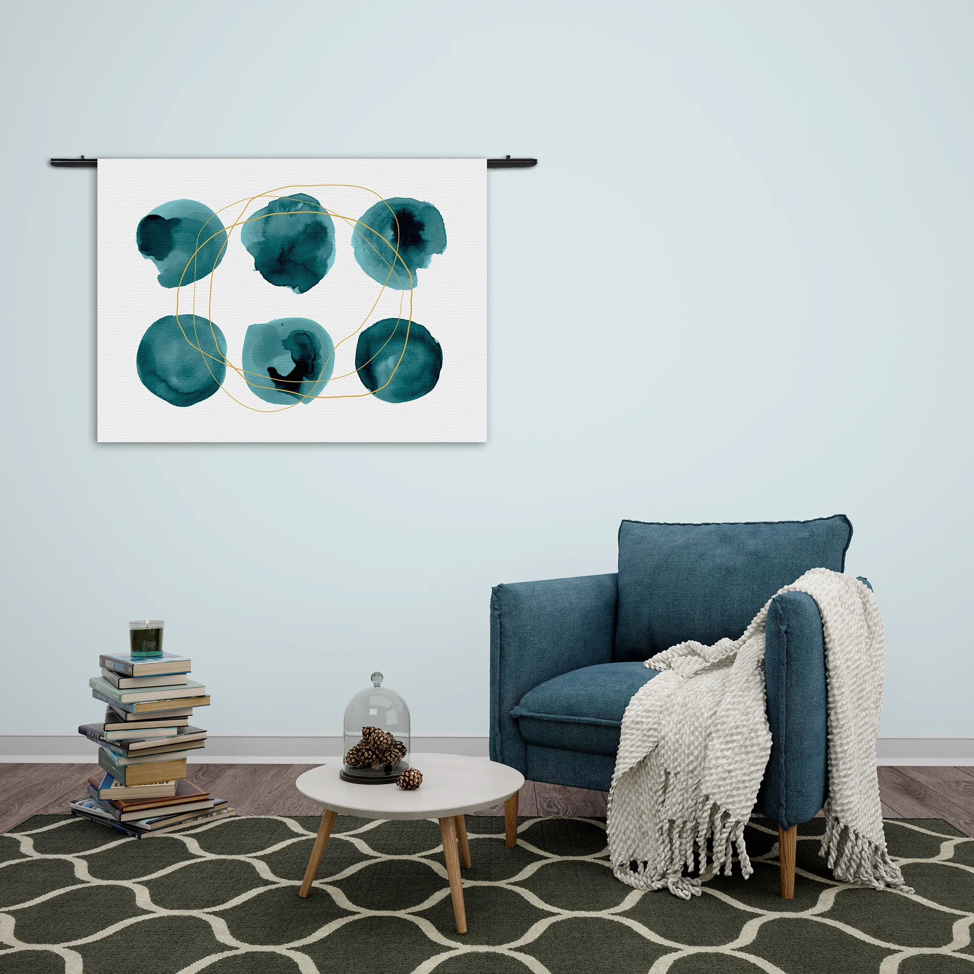 Wandkleed Scandinavisch Rond Patroon Groen Rechthoek Horizontaal Template 50 70 WK Horizontaal Abstract 29 2