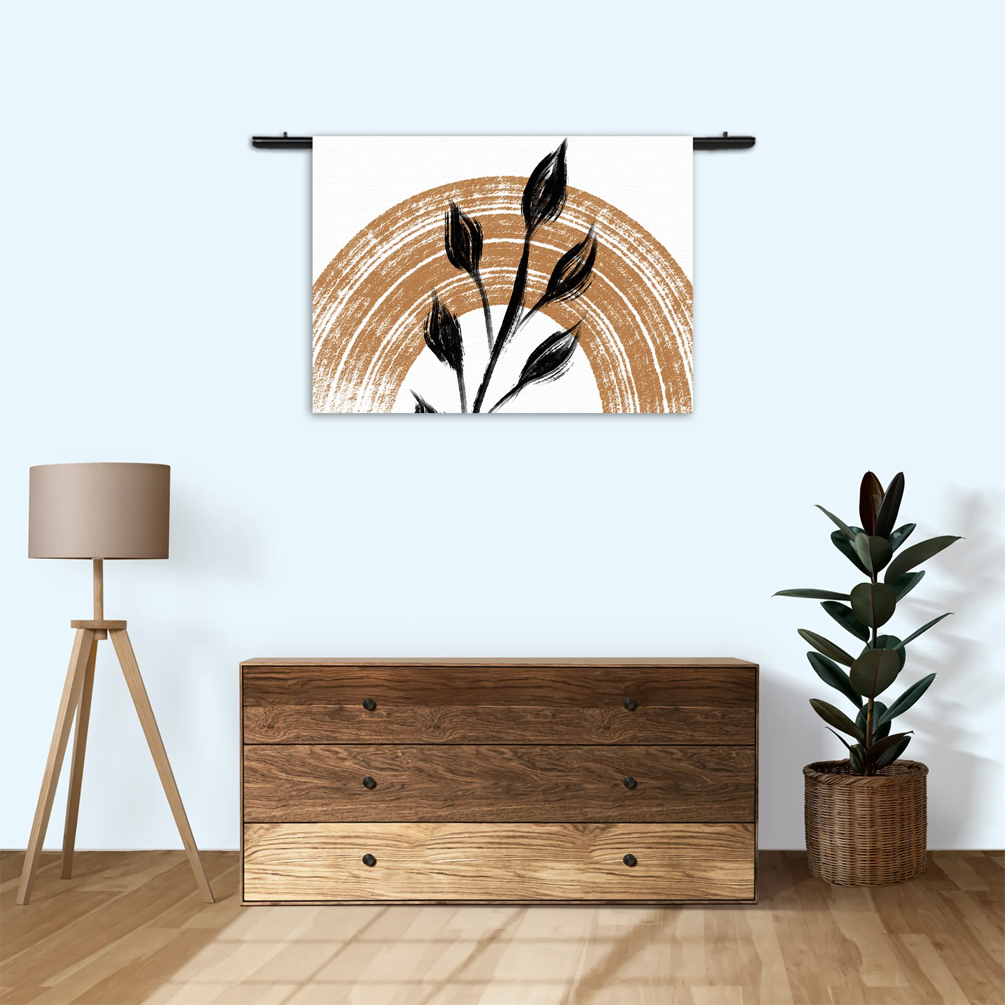 Wandkleed Scandinavisch Patroon met Bloem 01 Rechthoek Horizontaal Template 50 70 WK Horizontaal Abstract 33 3